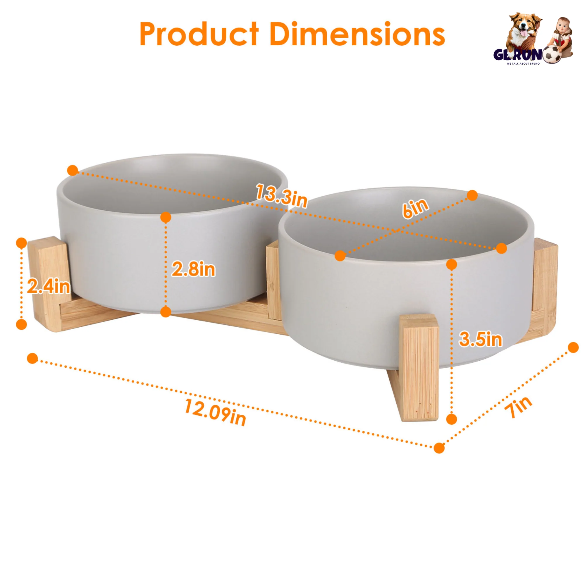 GBruno Double 28.7Oz Ceramic Pet Bowls - Image 5