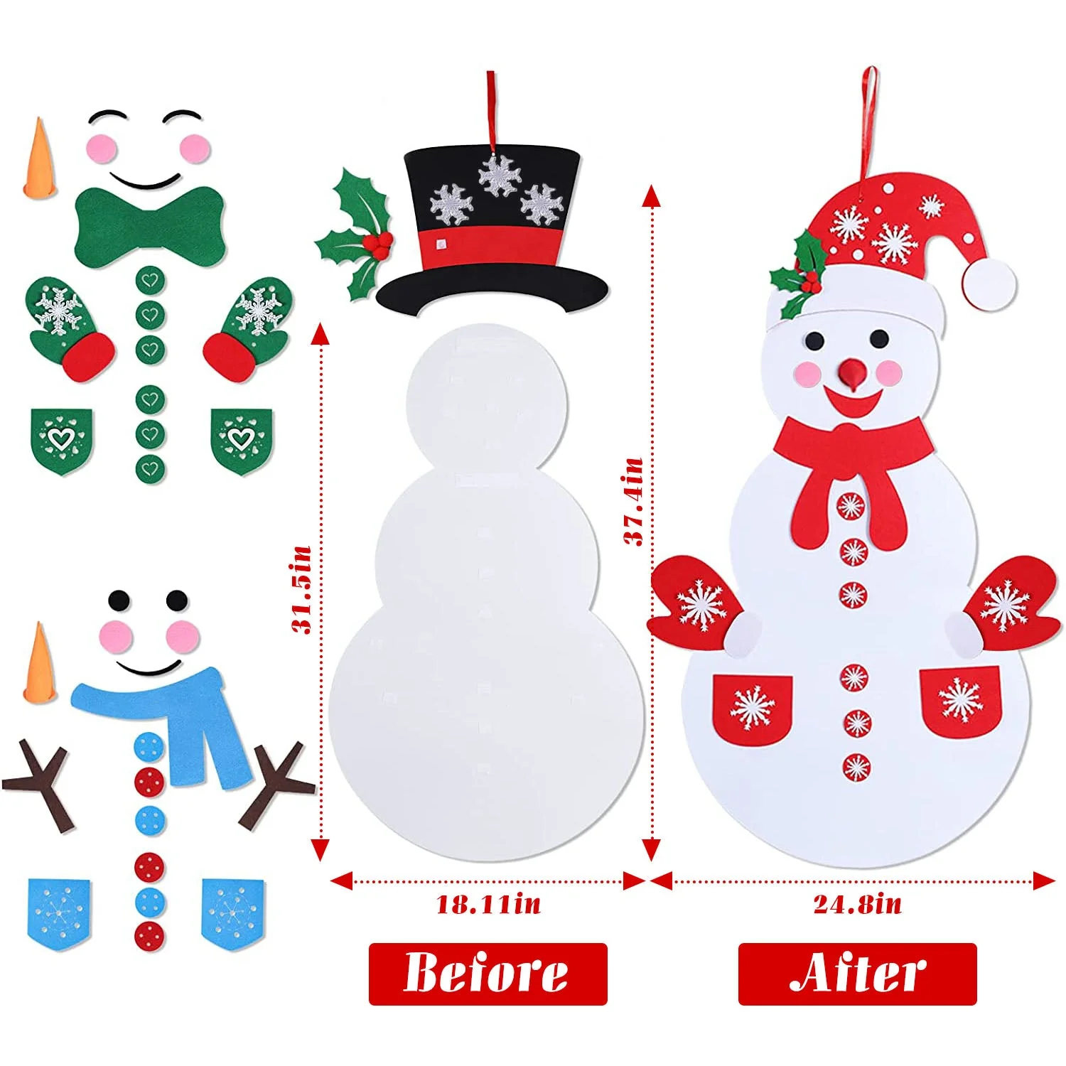 GBruno Felt Christmas Snowman Set - Image 5