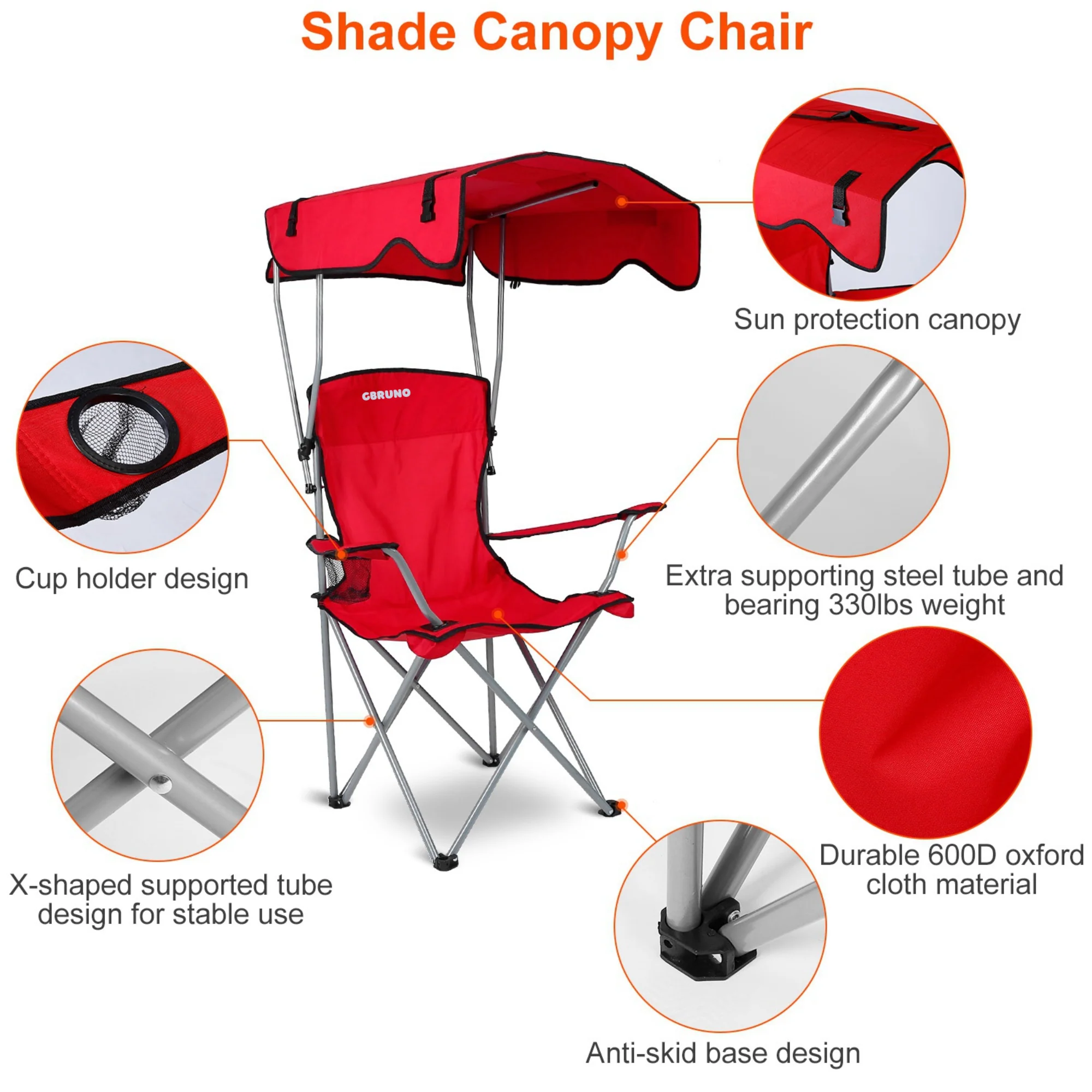 GBruno Foldable Beach Canopy Chair - Image 4