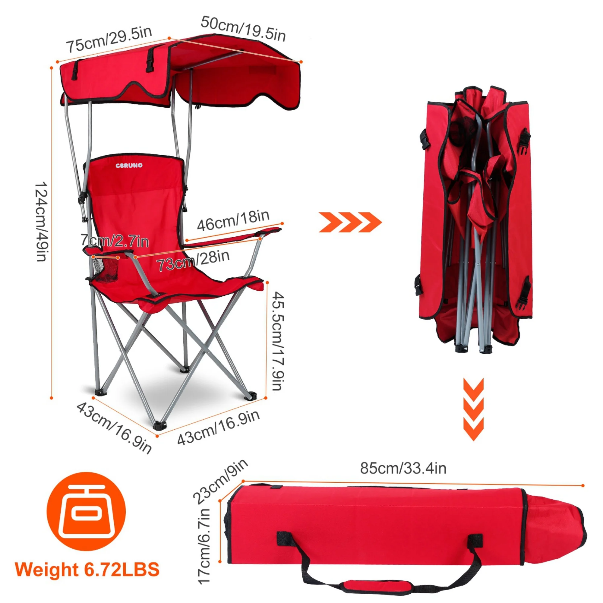 GBruno Foldable Beach Canopy Chair - Image 5