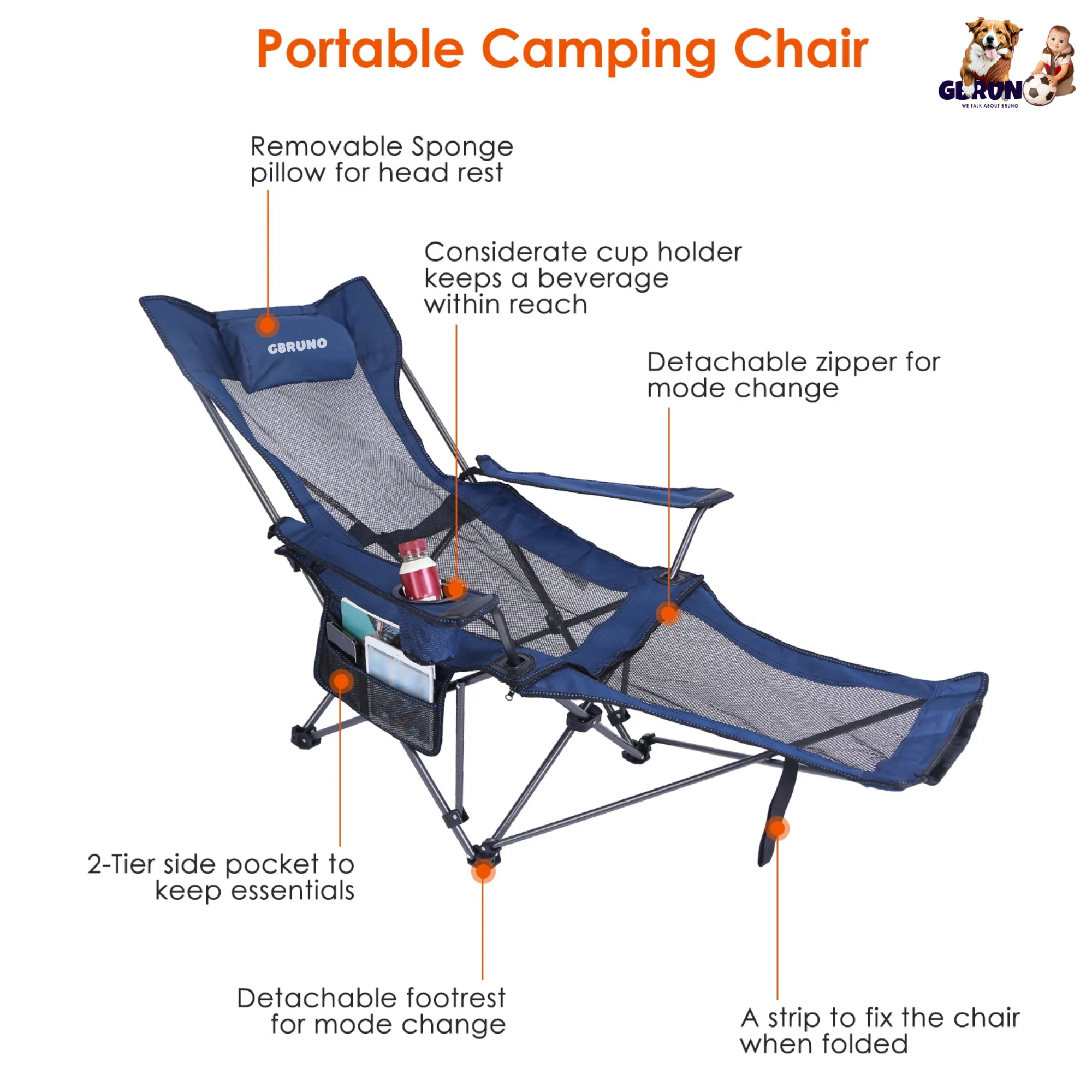 GBruno Foldable Camping Chair - Image 3