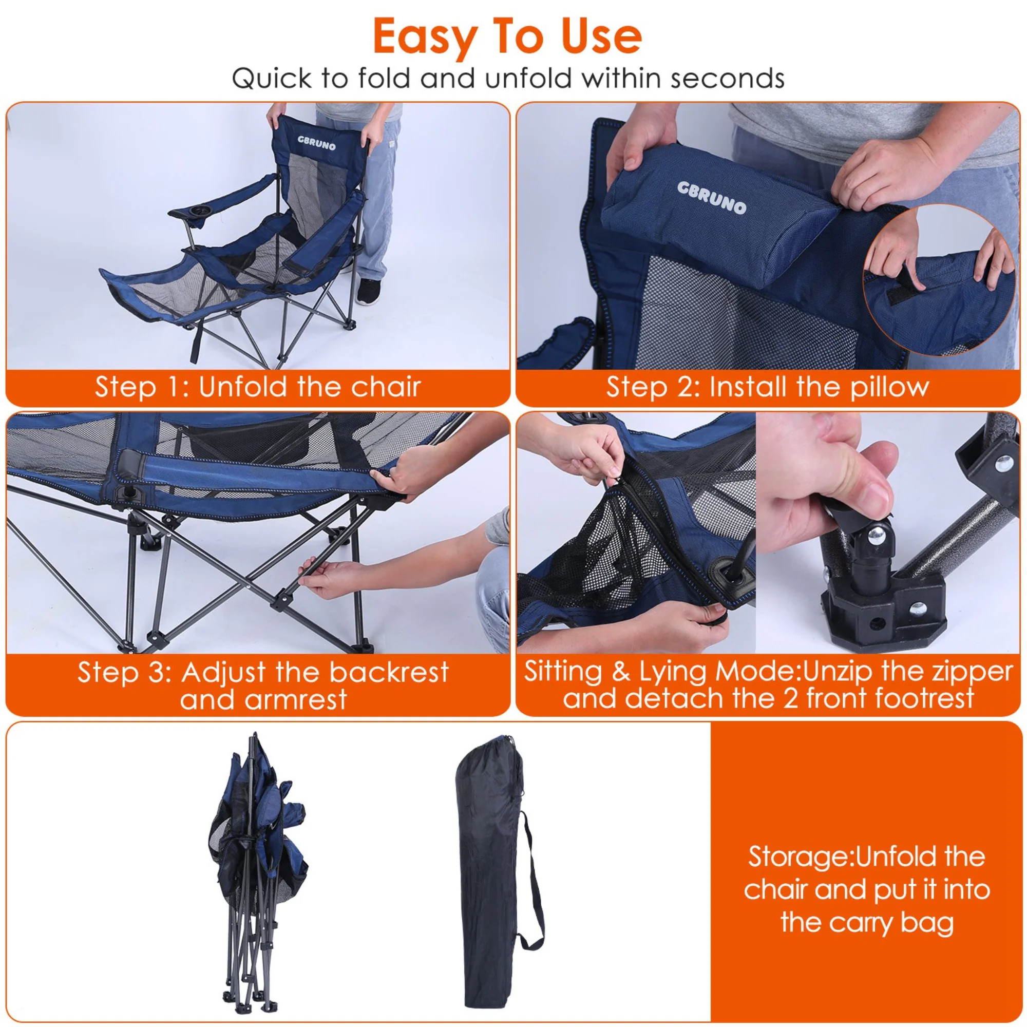GBruno Foldable Camping Chair - Image 5