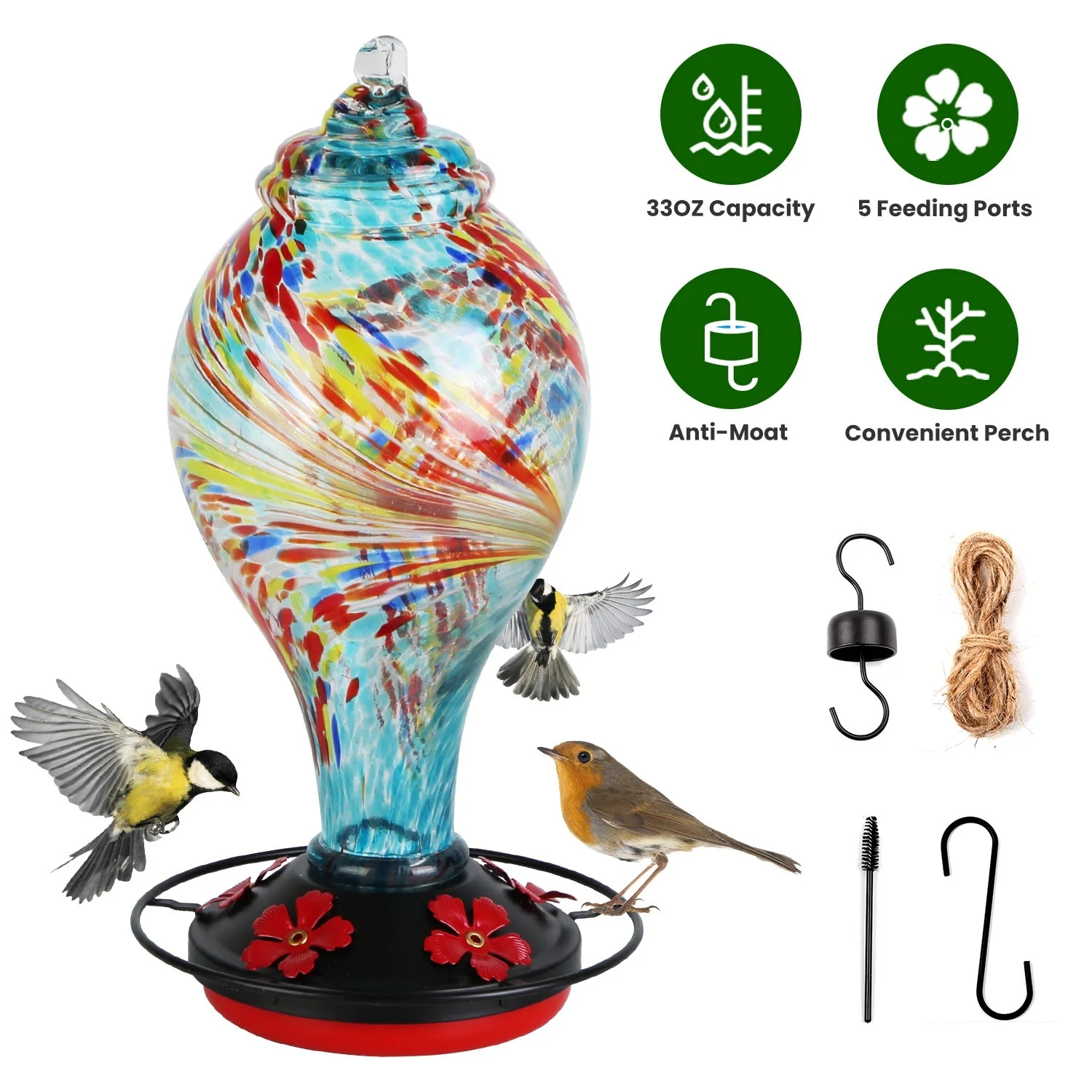 GBruno Glass Hummingbird Feeder - Image 2