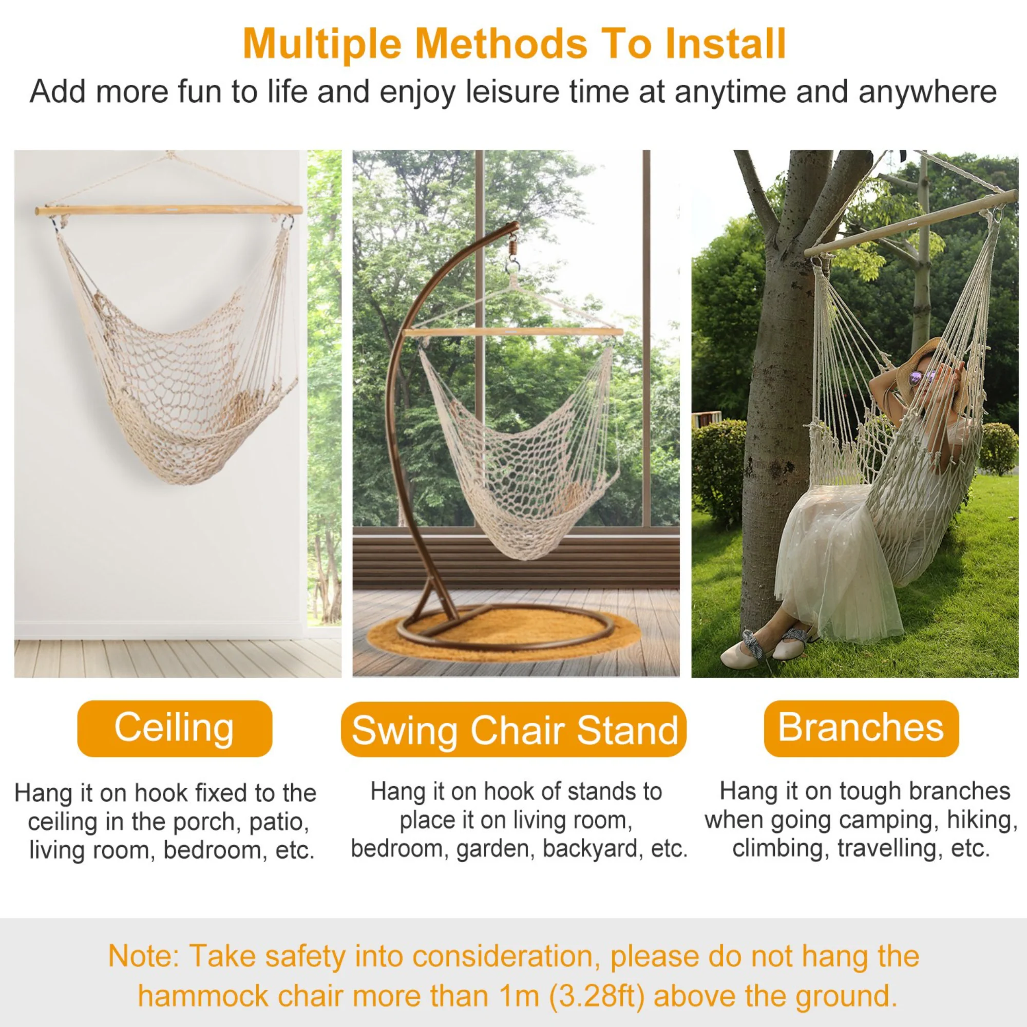 GBruno Hammock Chair Hanging Rope Seat - Image 2