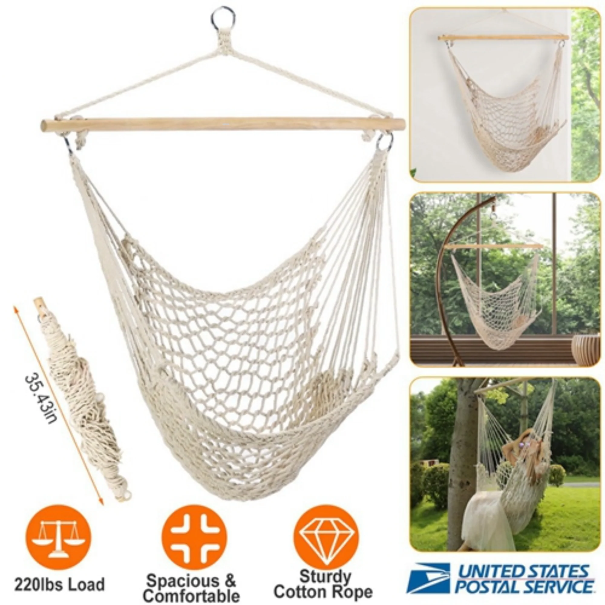 GBruno Hammock Chair Hanging Rope Seat - Image 5