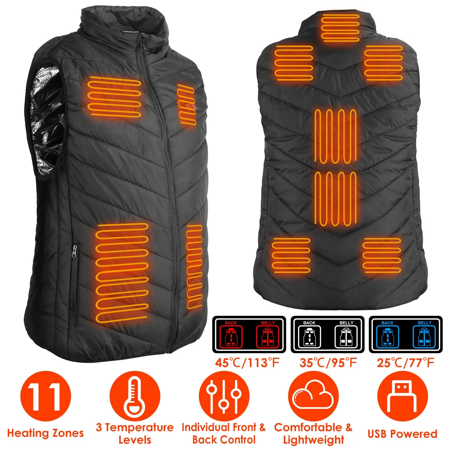GBruno Heated Vest Electric USB - Image 2