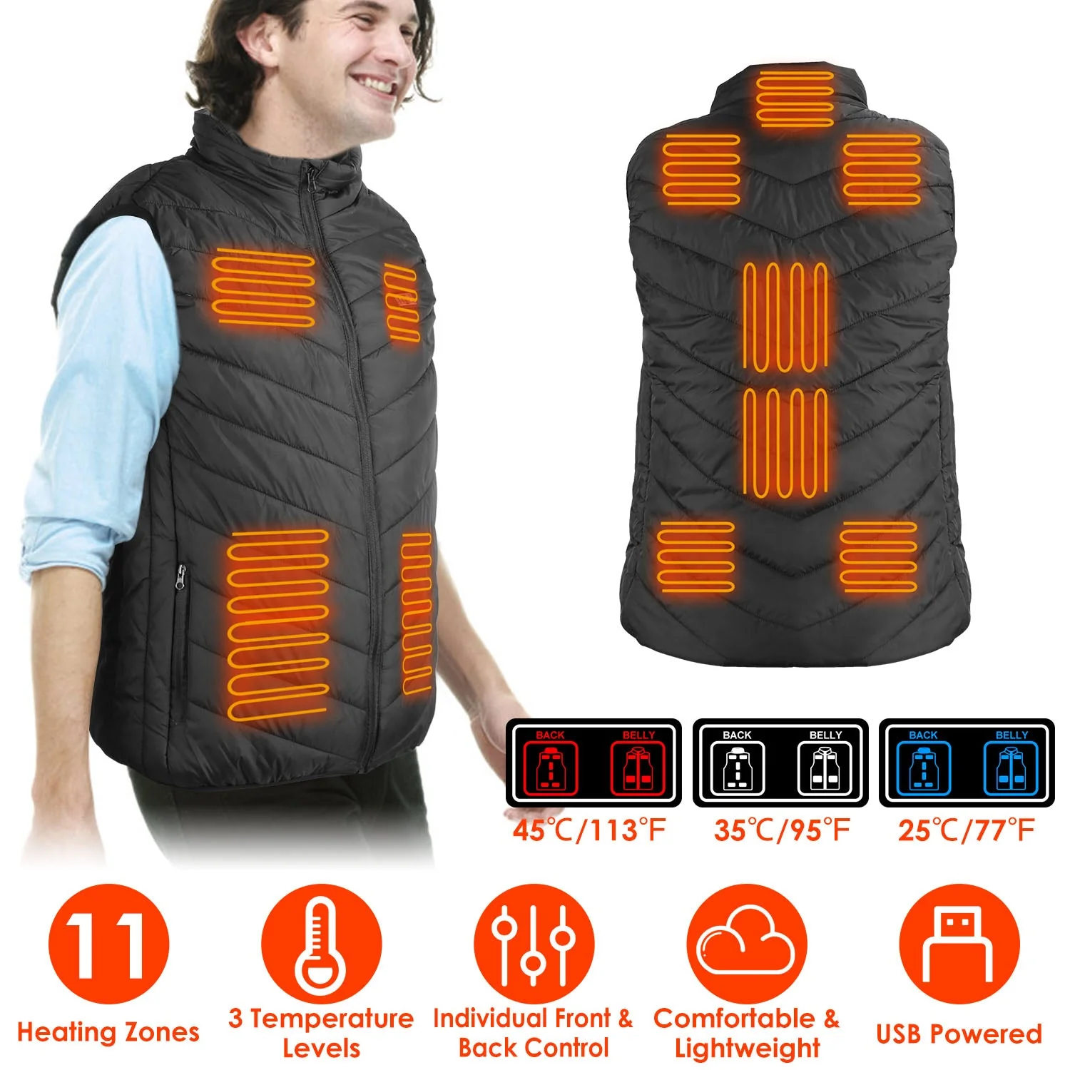 GBruno Heated Vest Electric USB - Image 3