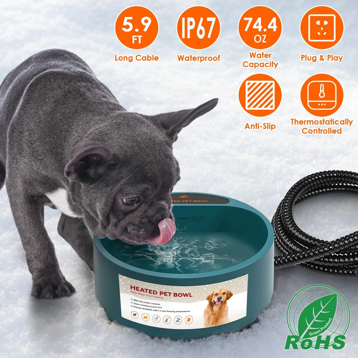 GBruno Heated Water Bowl for Dog Cat - Image 2