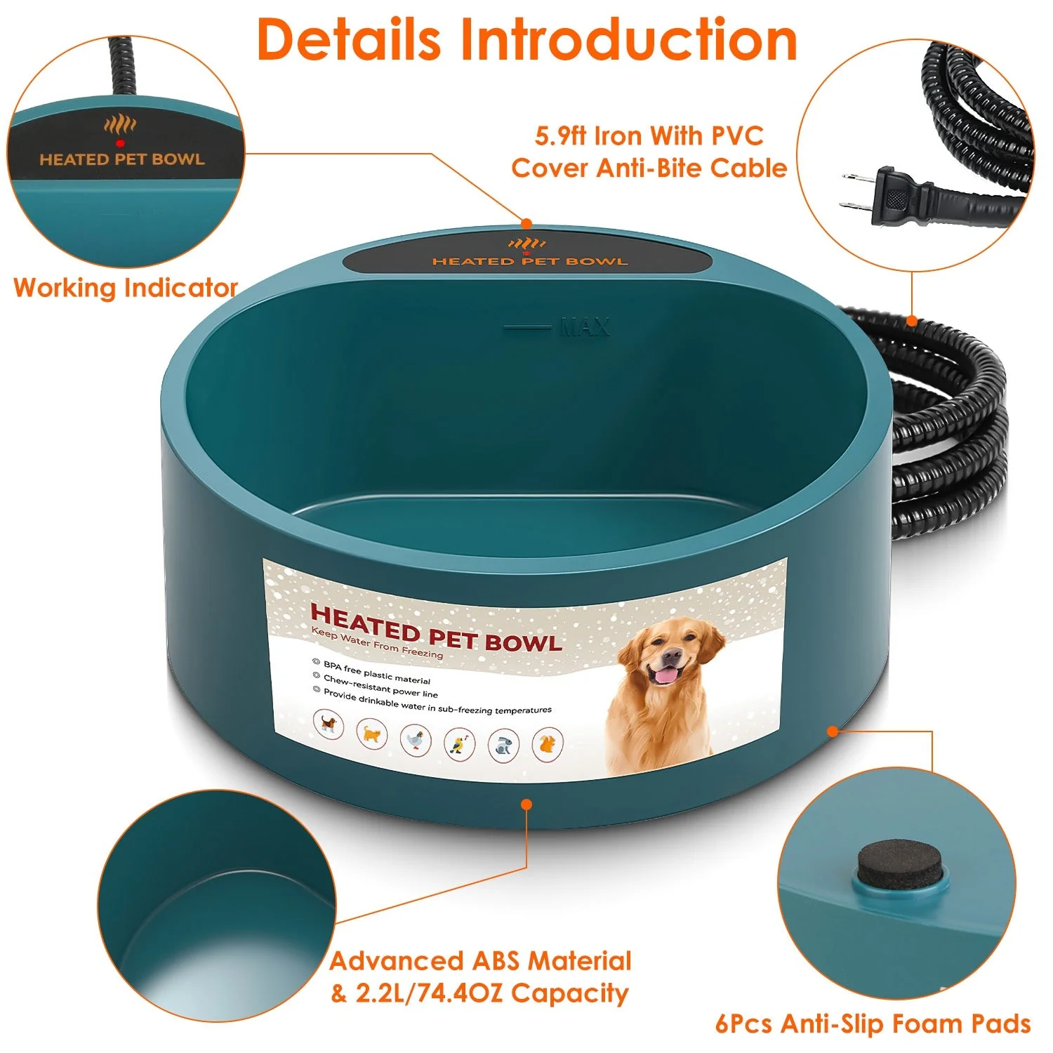 GBruno Heated Water Bowl for Dog Cat - Image 3