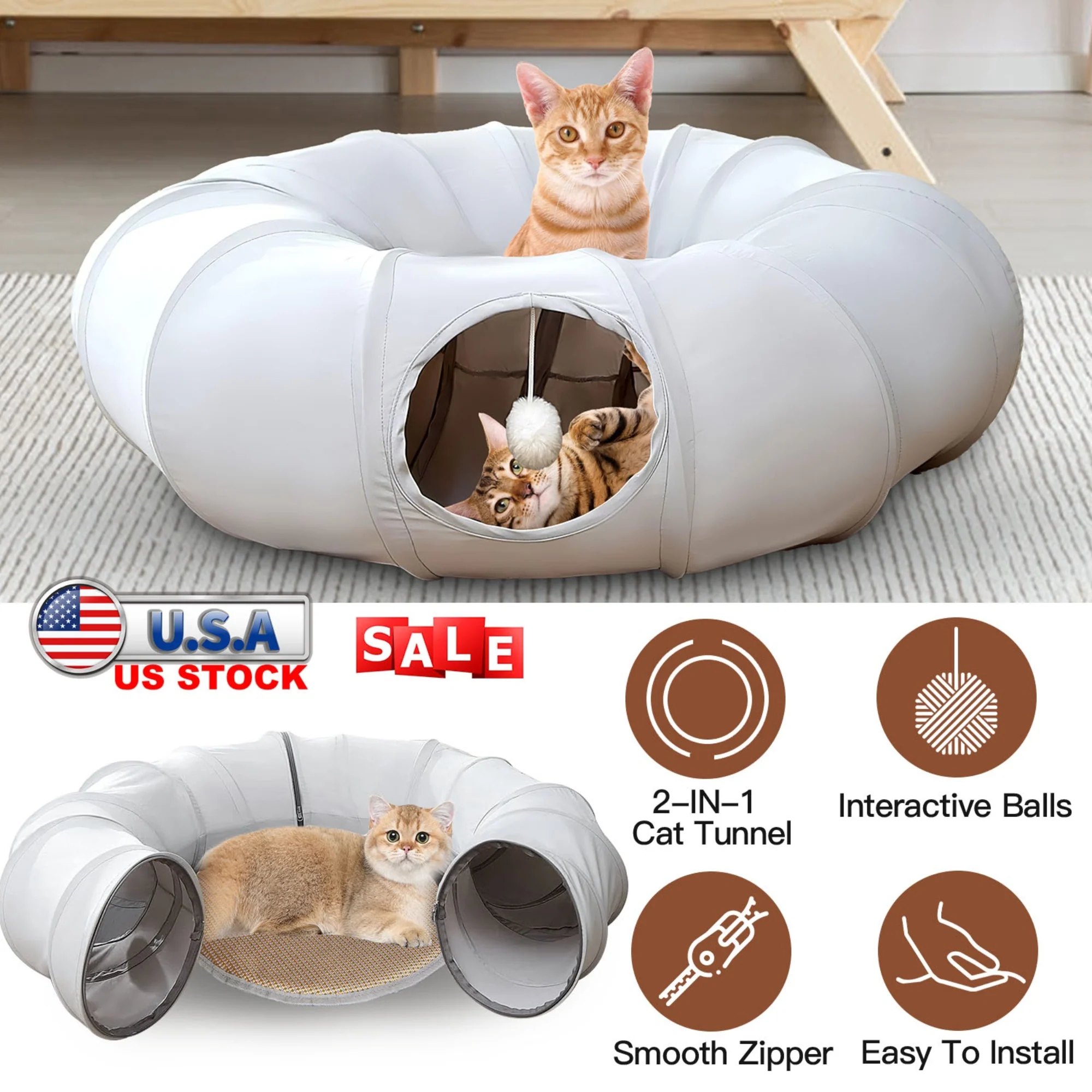 GBruno Indoor Cat Tunnel Bed - Image 2