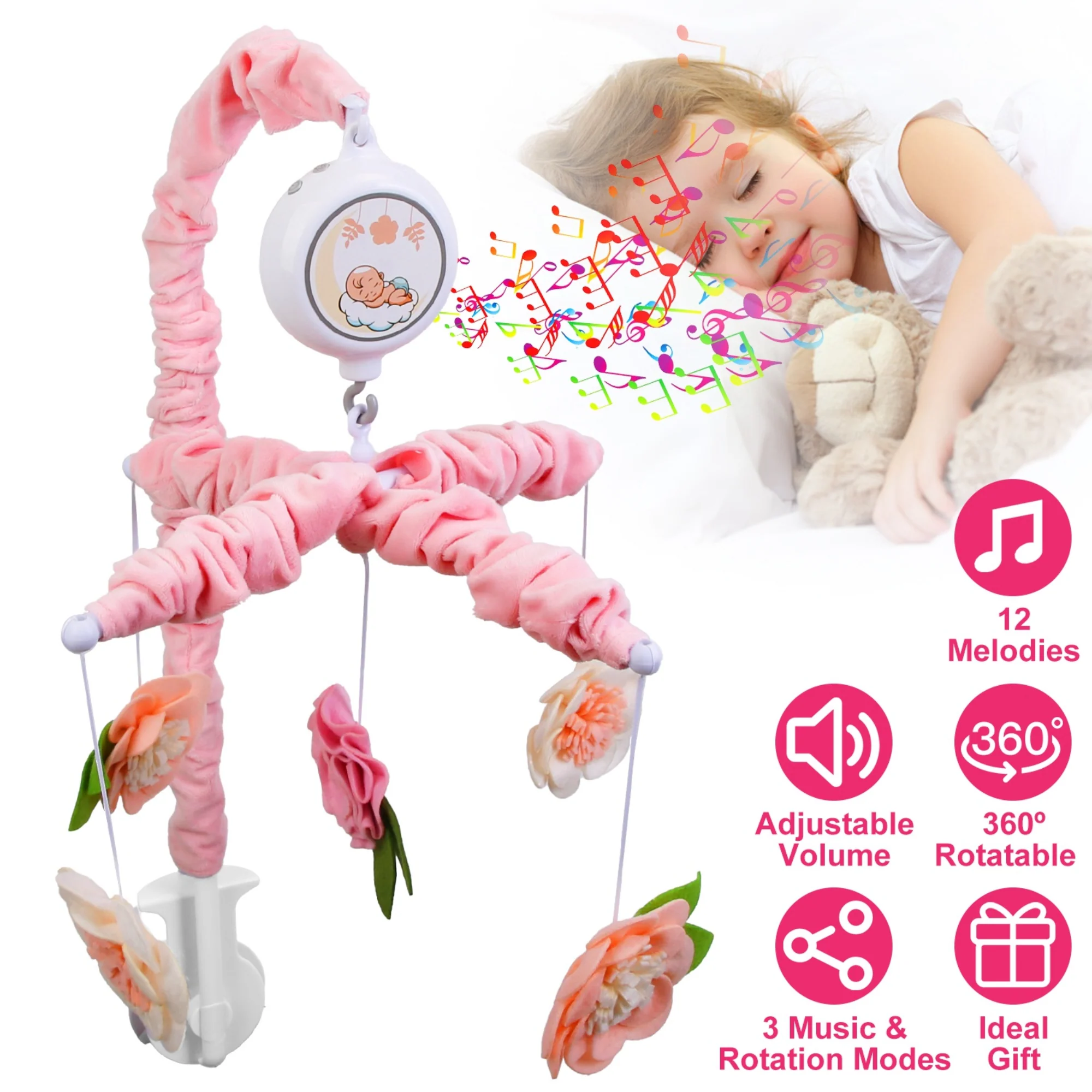 GBruno Musical Crib Mobile for Girls - Image 2