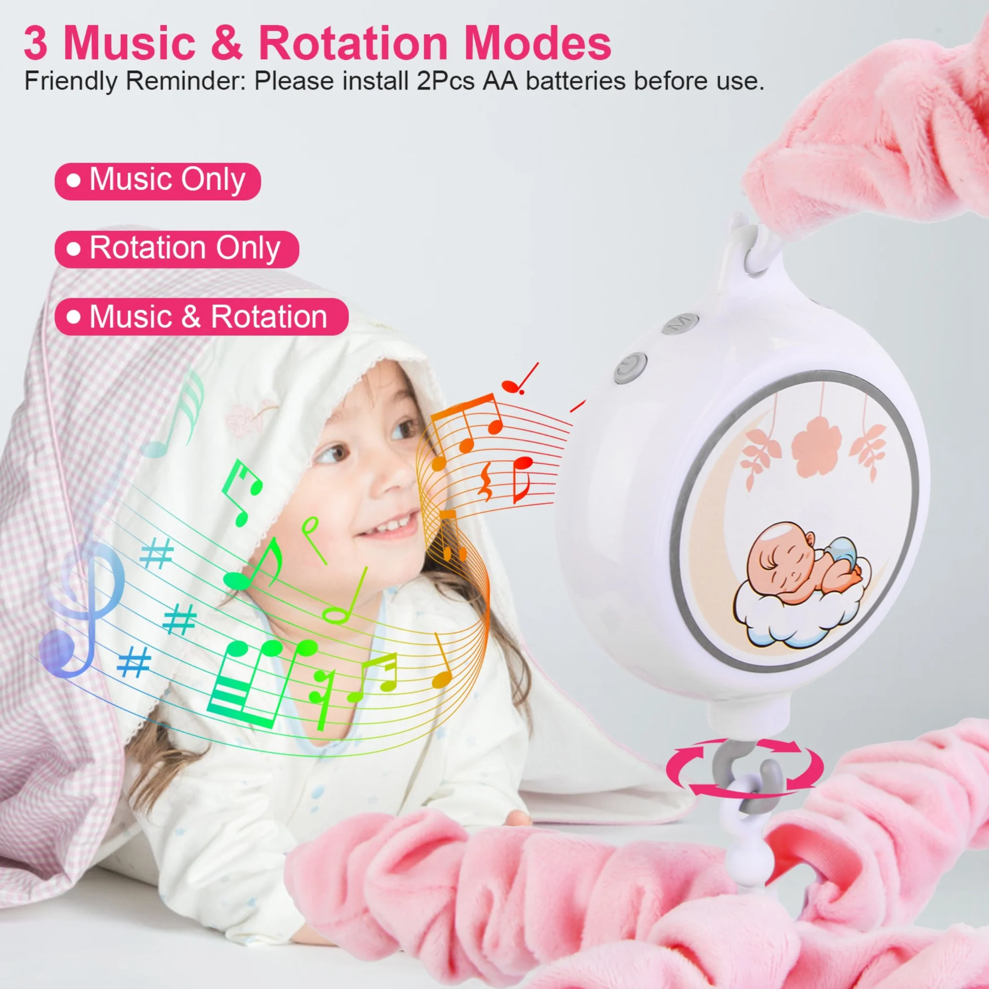 GBruno Musical Crib Mobile for Girls - Image 4