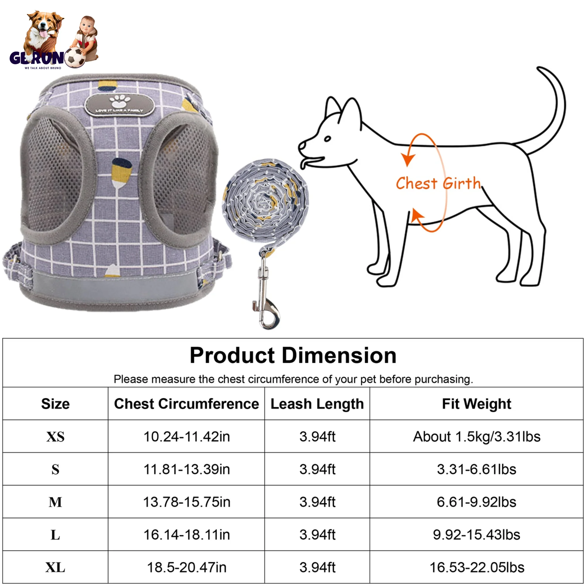 GBruno Pet Mesh Harness - Image 3