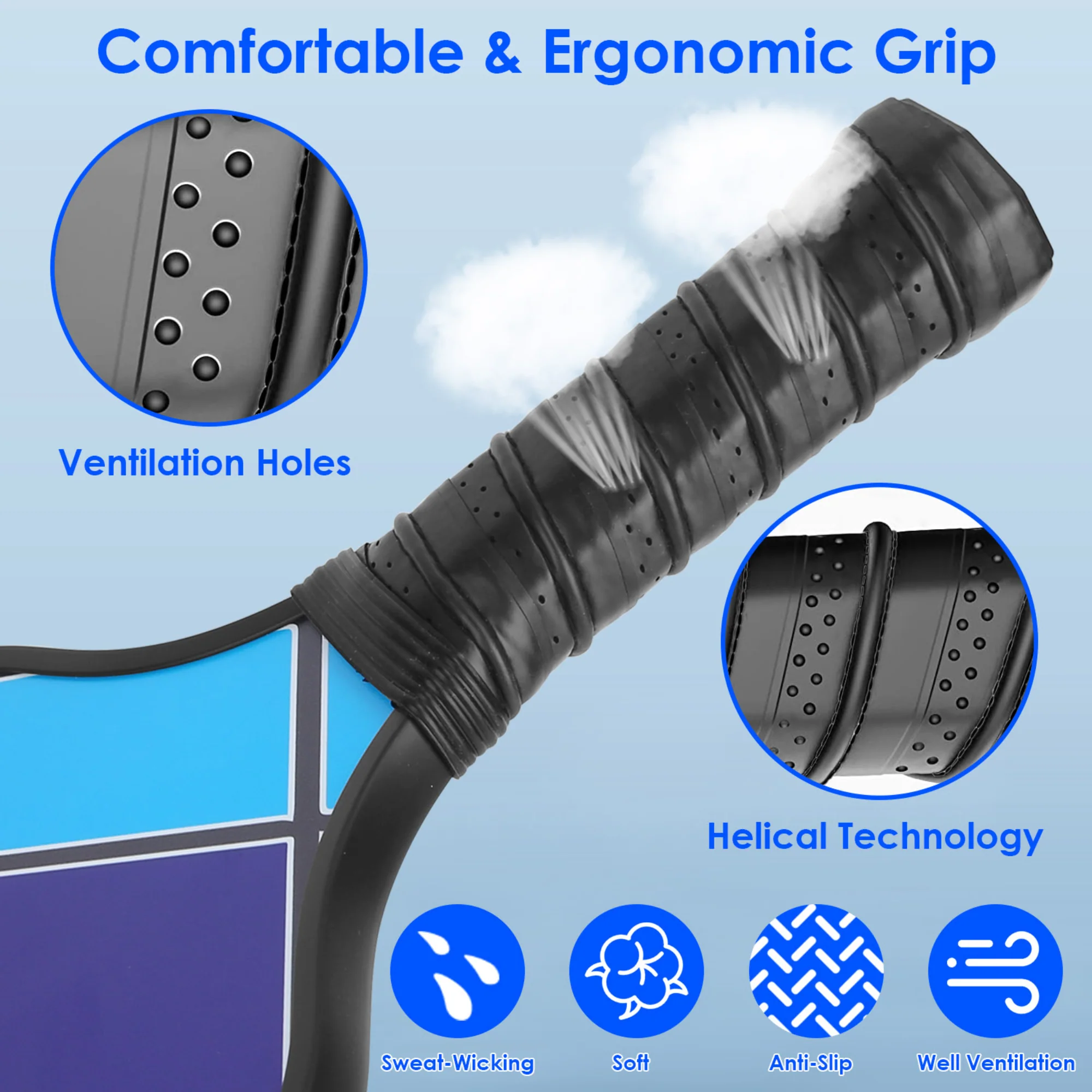 Gbruno Pickleball Set 2 Fiberglass Paddles - Image 4