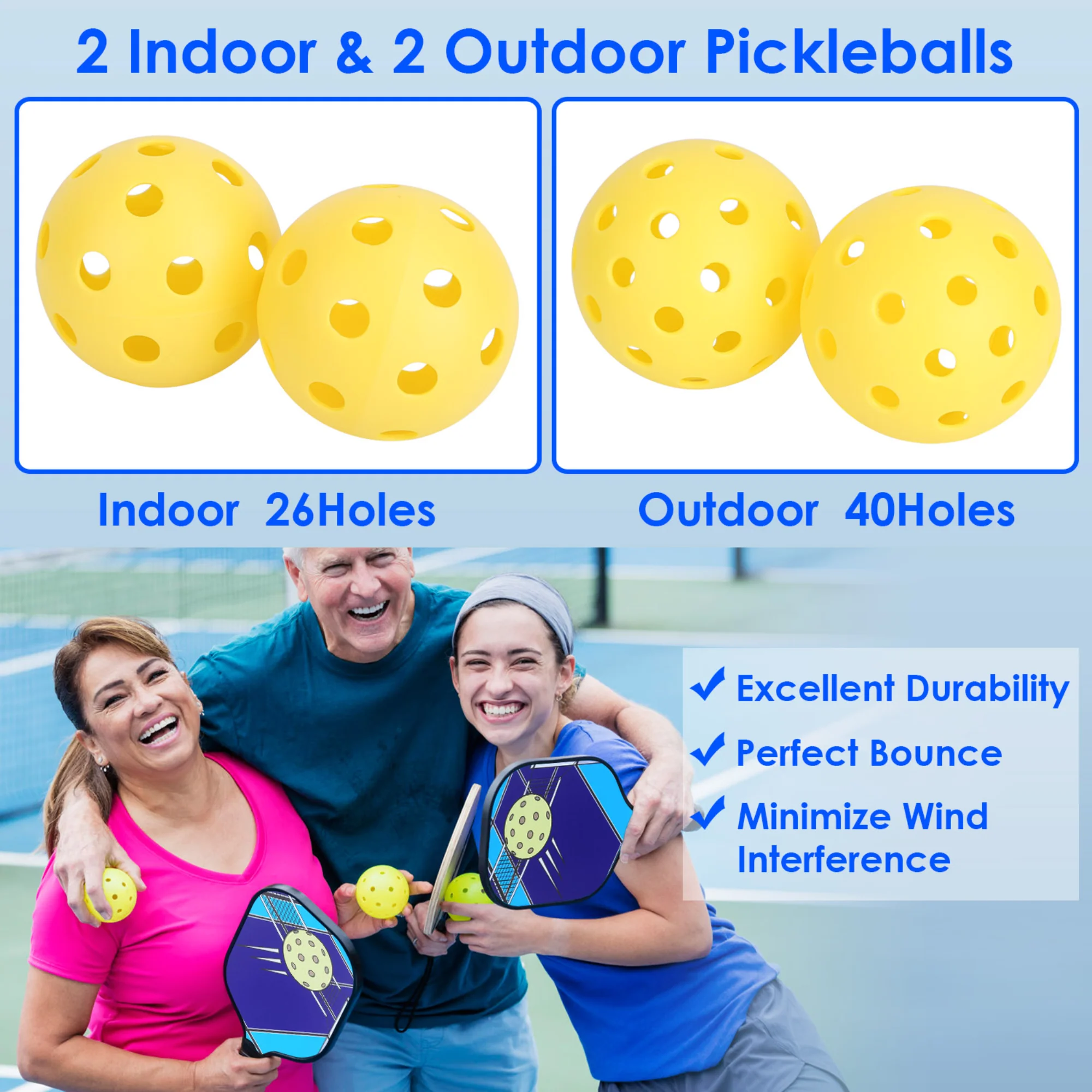 Gbruno Pickleball Set 2 Fiberglass Paddles - Image 5