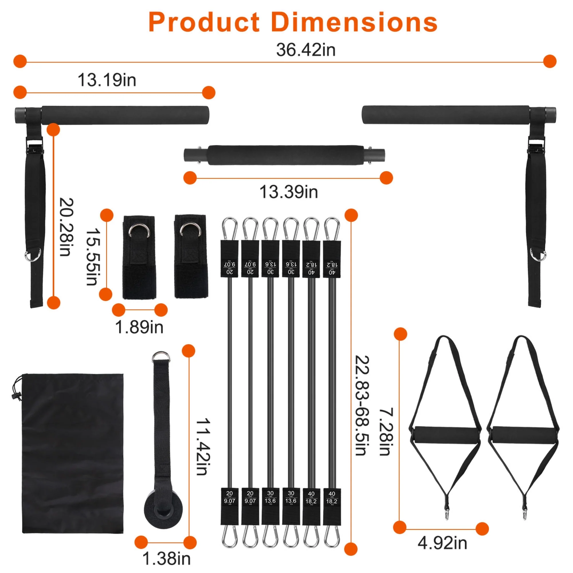 GBruno Pilates Bar Kit with 180LBS Resistance Bands - Image 5