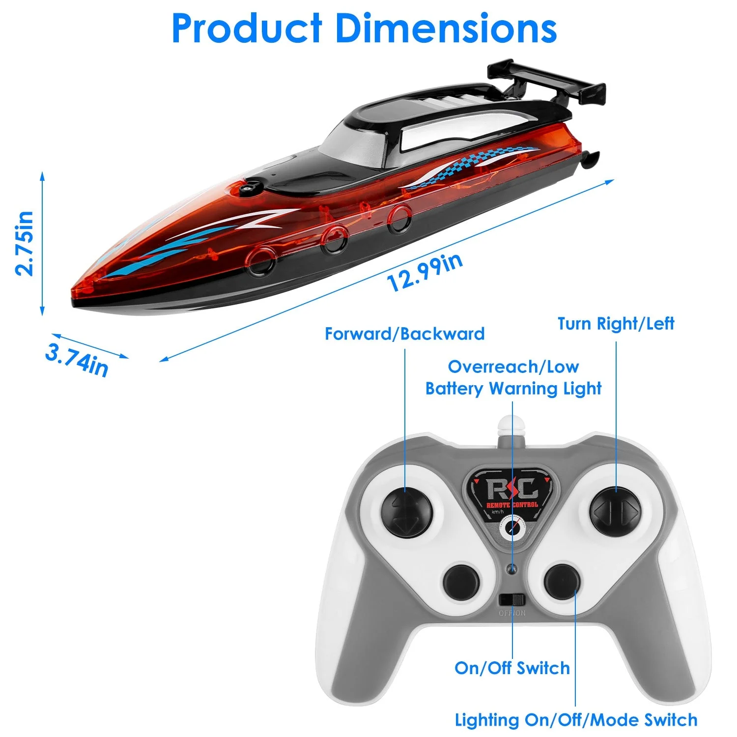 GBruno RC Boat With Colorful LED Light - Image 5