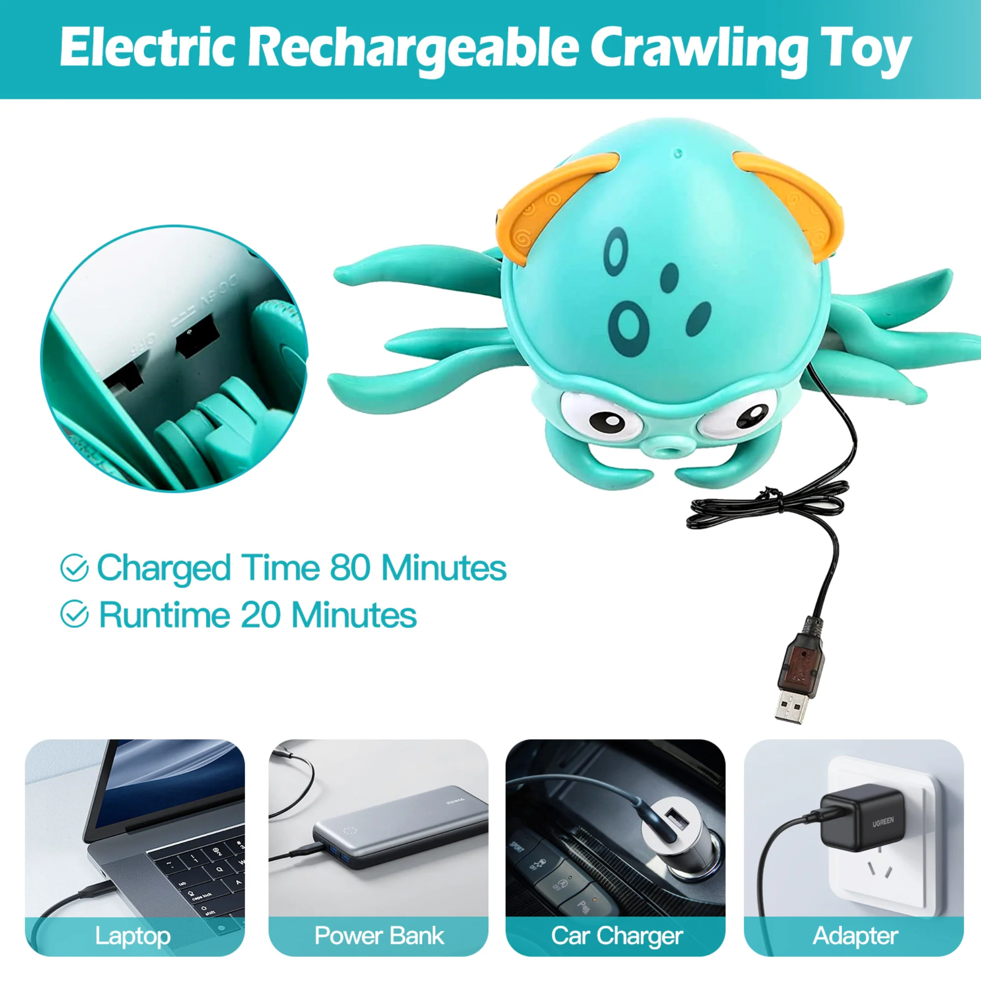 GBruno Rechargeable Baby Crawling Octopus - Image 5