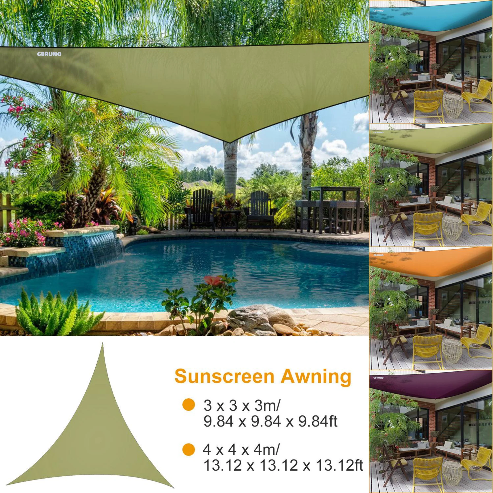 GBruno Shade Sail Patio Cover Canopy - Image 4