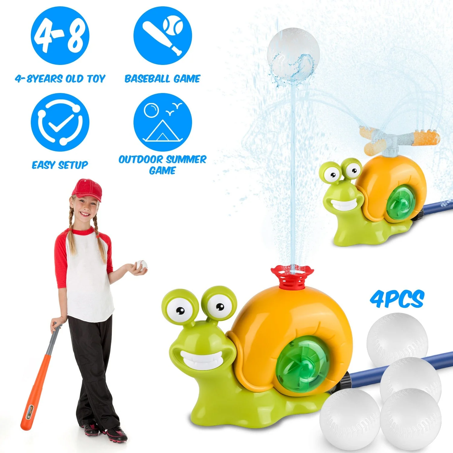 GBruno Snail Water Sprinkler Baseball Toy - Image 2