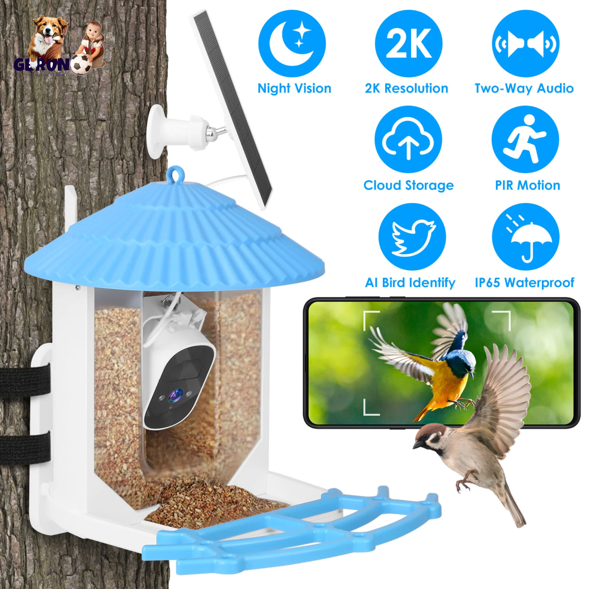 GBruno Solar Powered Smart Bird Feeder - Image 2