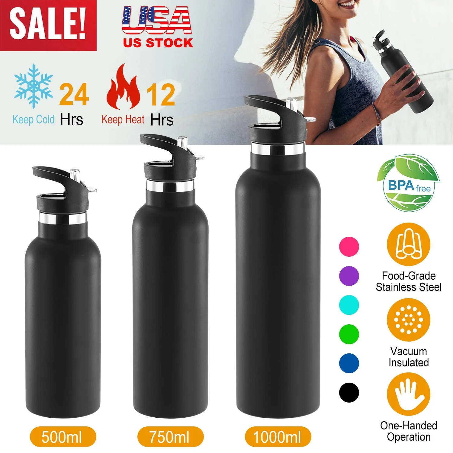GBruno Sports Water Bottle Stainless Steel - Image 4