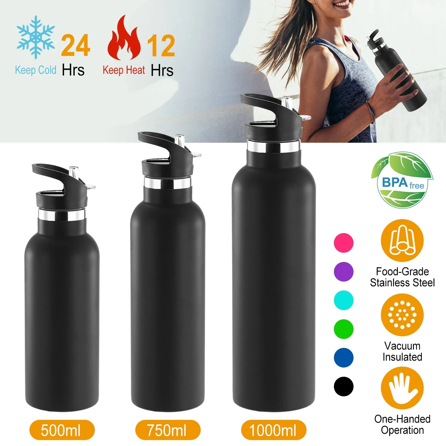 GBruno Sports Water Bottle Stainless Steel - Image 5