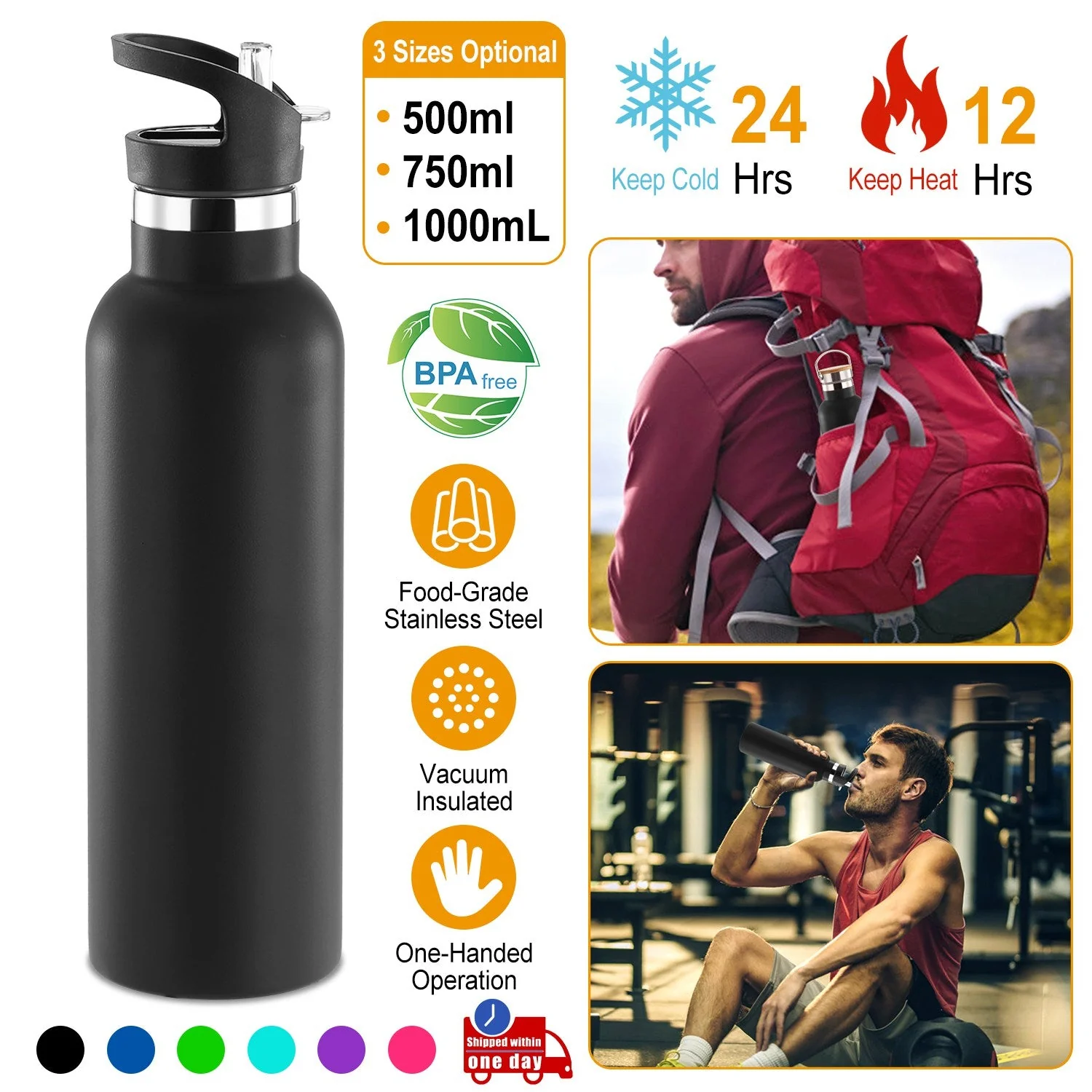 GBruno Sports Water Bottle Stainless Steel - Image 6