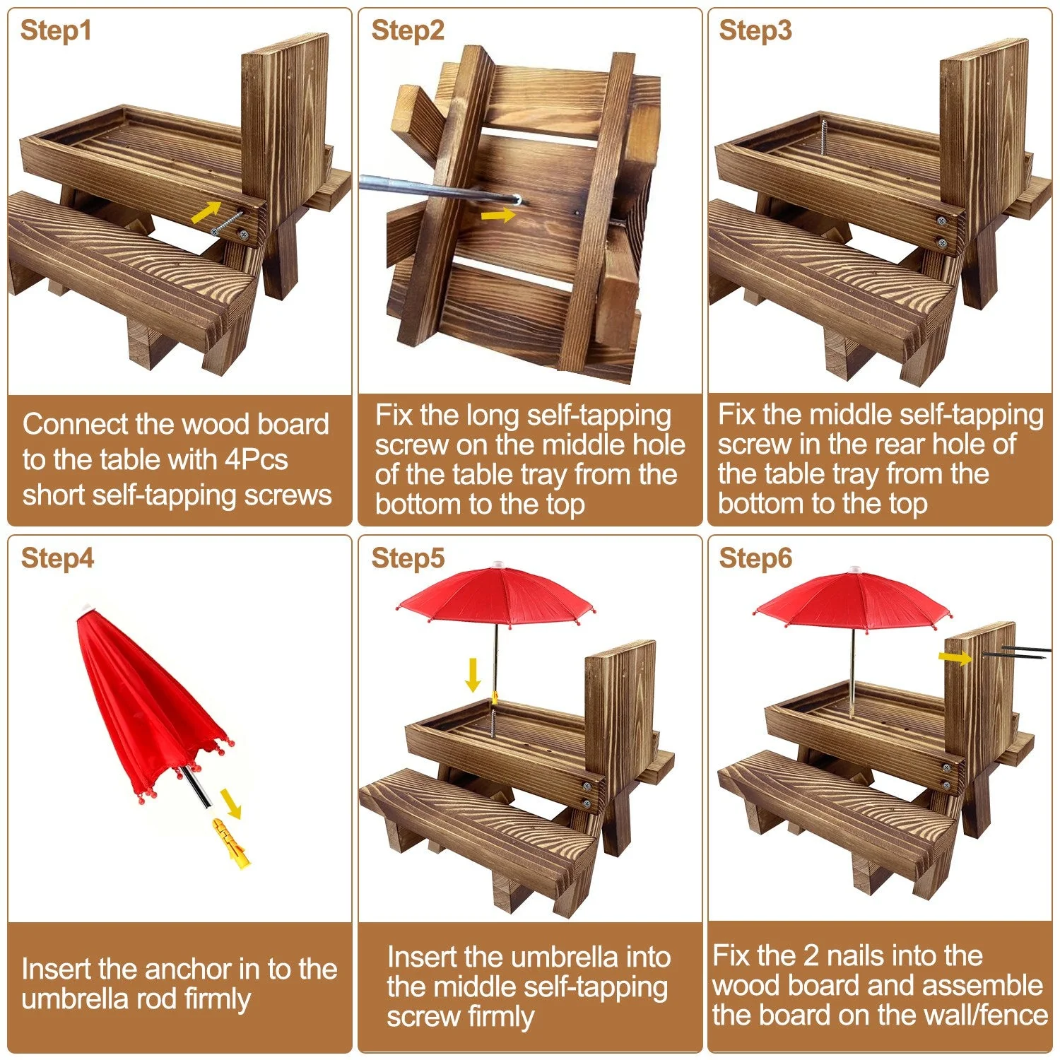 GBruno Squirrel Feeder Wooden Squirrel Picnic Table - Image 3