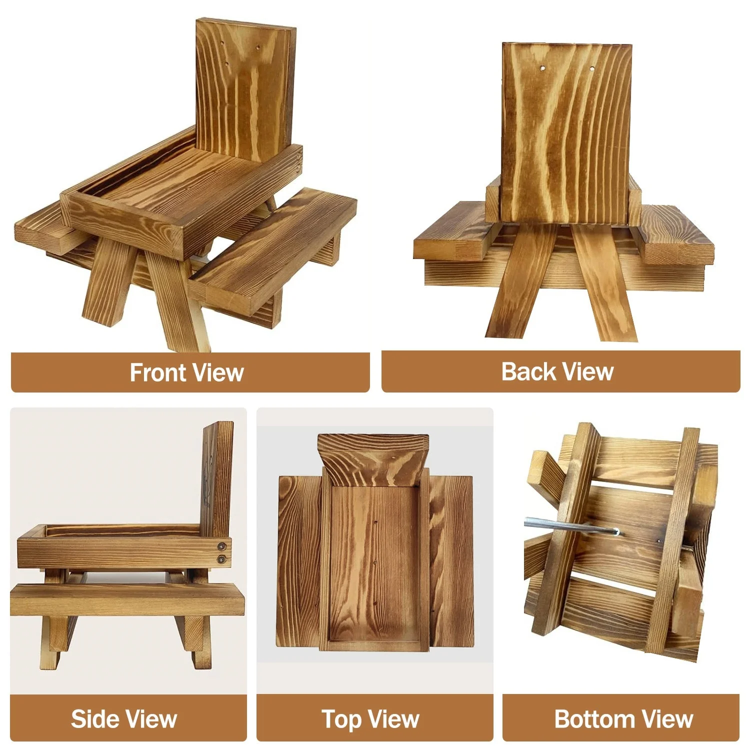GBruno Squirrel Feeder Wooden Squirrel Picnic Table - Image 7