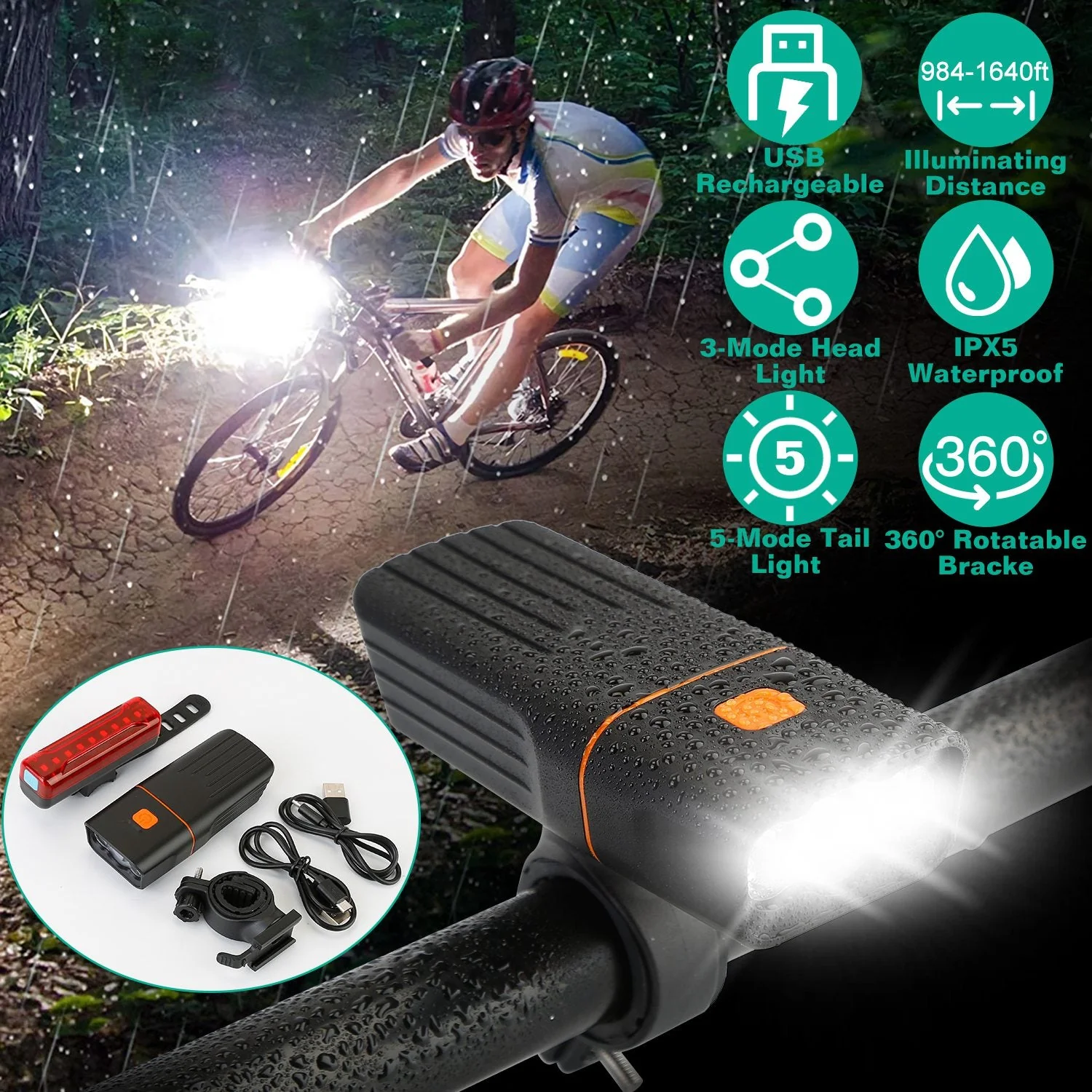 GBruno Super Bright Bike Light Set - Image 3