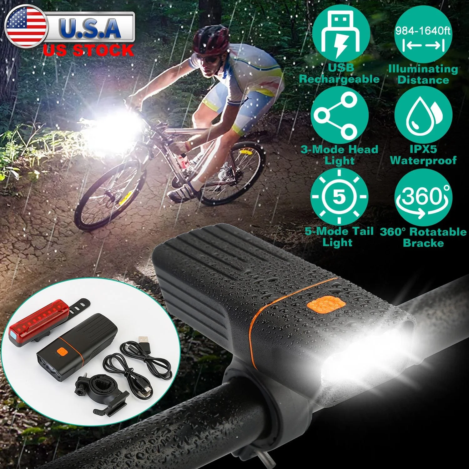 GBruno Super Bright Bike Light Set - Image 4