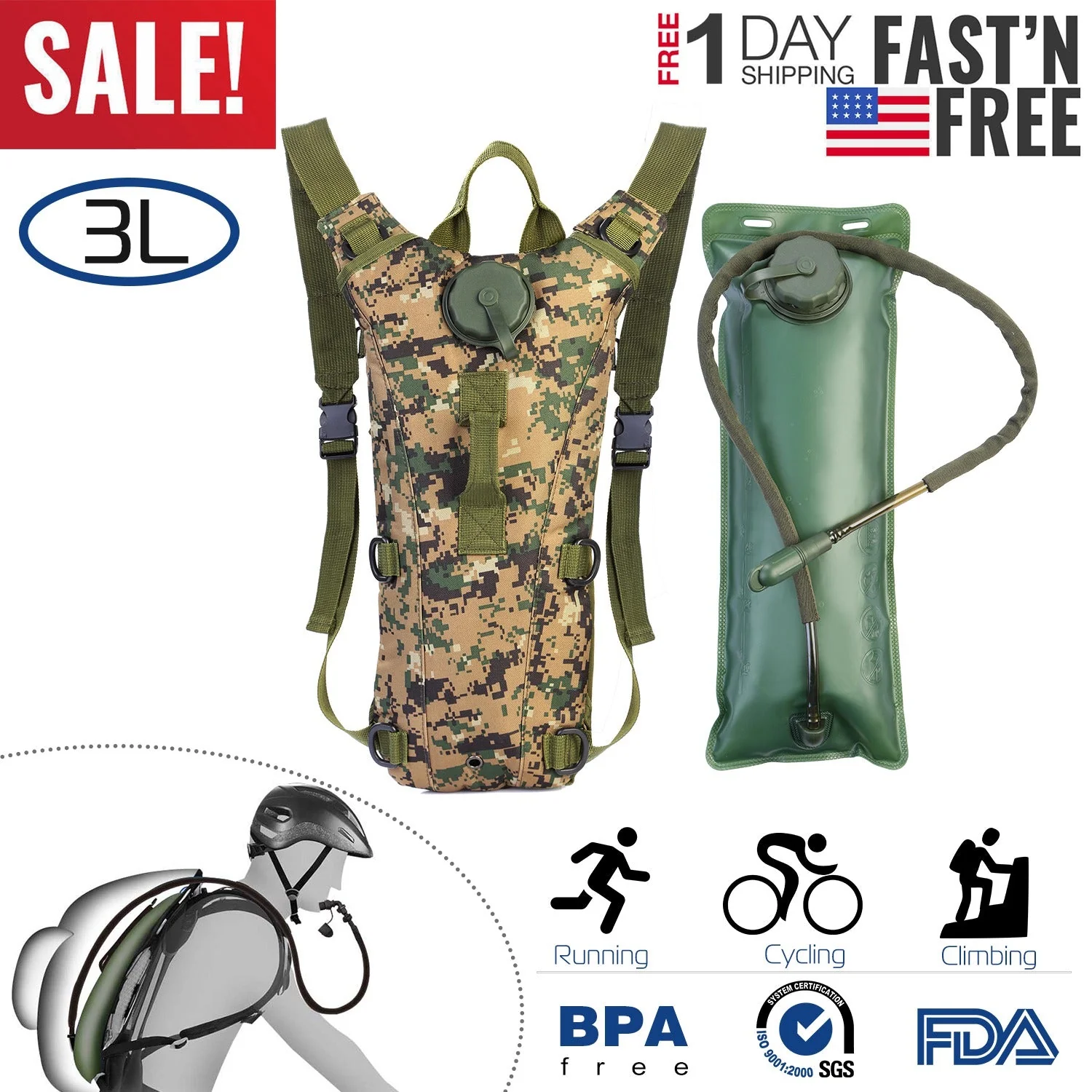 GBruno Tactical Hydration Pack 3L - Image 3