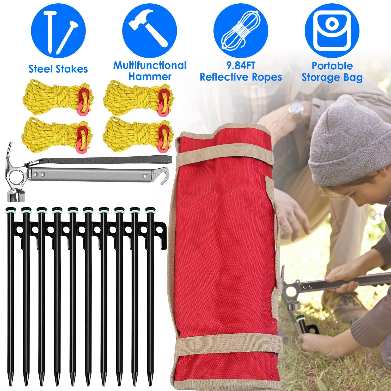 GBruno Tent Stakes Camping Hammer Tent - Image 3
