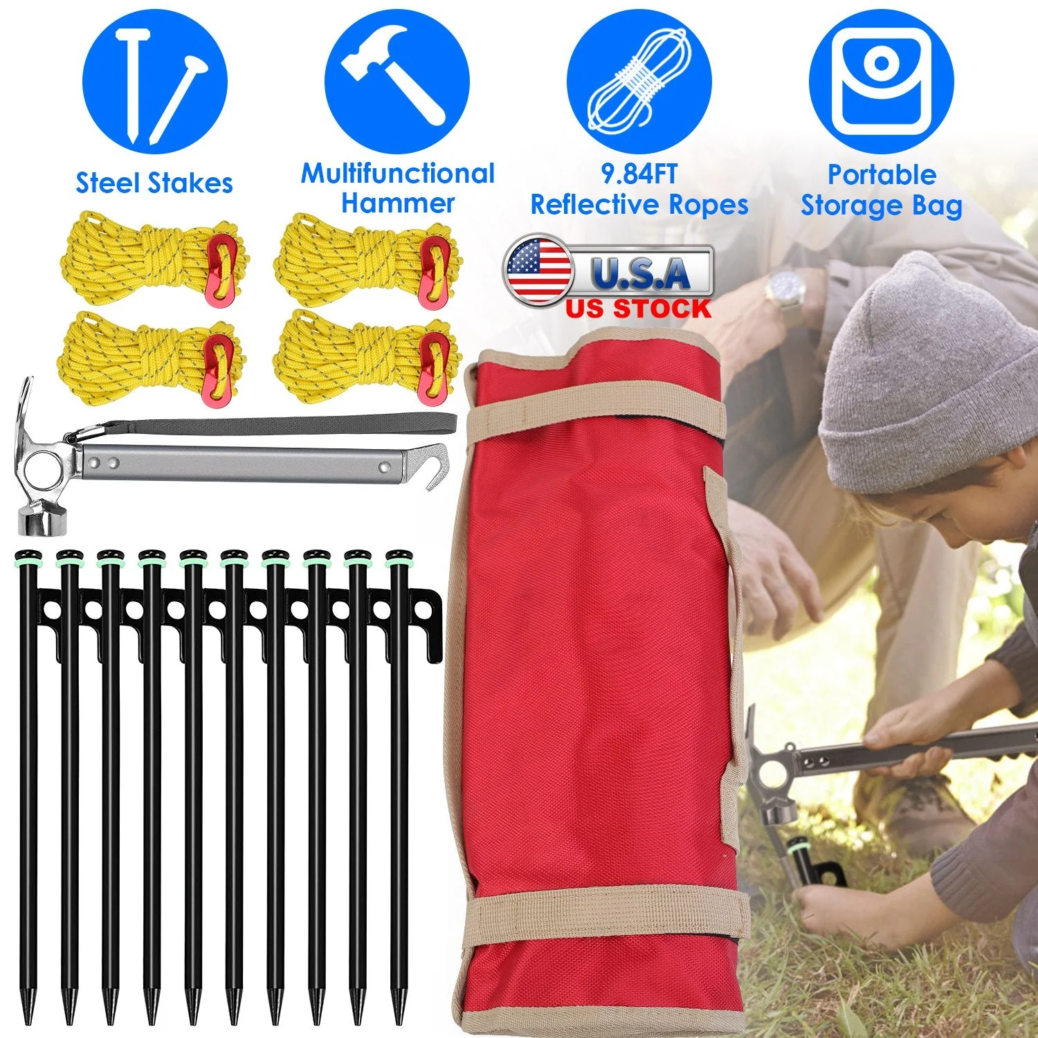GBruno Tent Stakes Camping Hammer Tent - Image 5