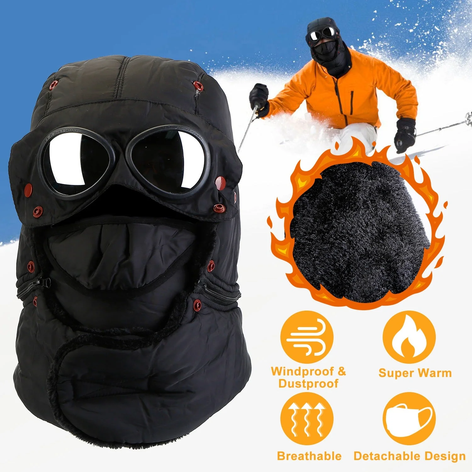 GBruno Unisex Thermal Winter Goggles Hat - Image 3