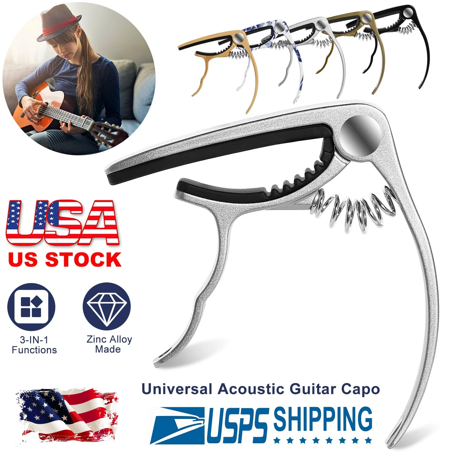GBruno Universal Acoustic Guitar Capo - Image 2