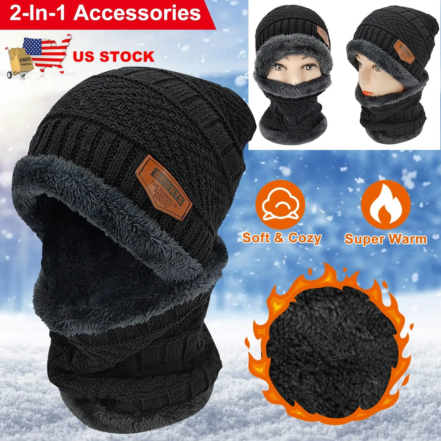 GBruno Winter Beanie Hat Scarf - Image 2