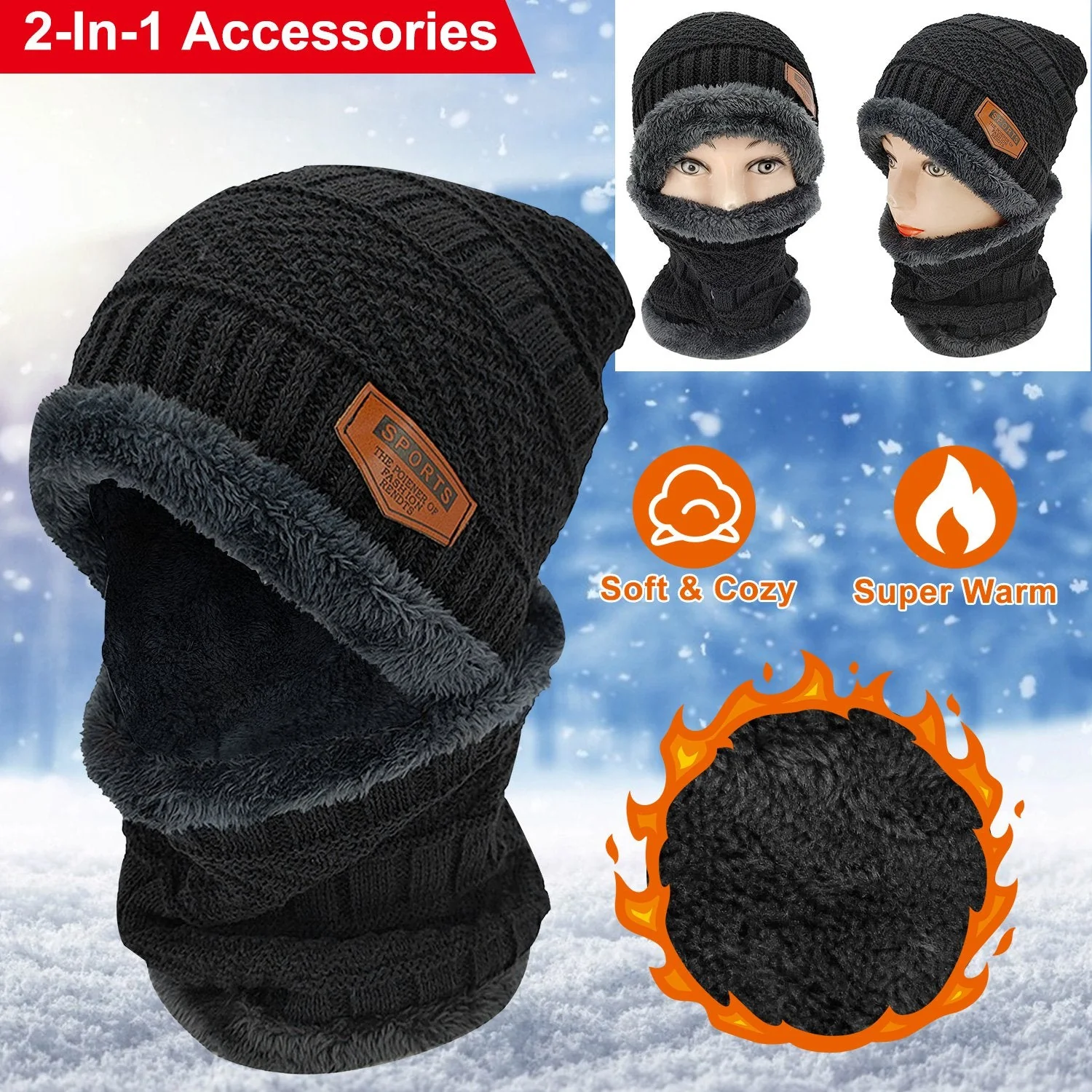 GBruno Winter Beanie Hat Scarf - Image 3