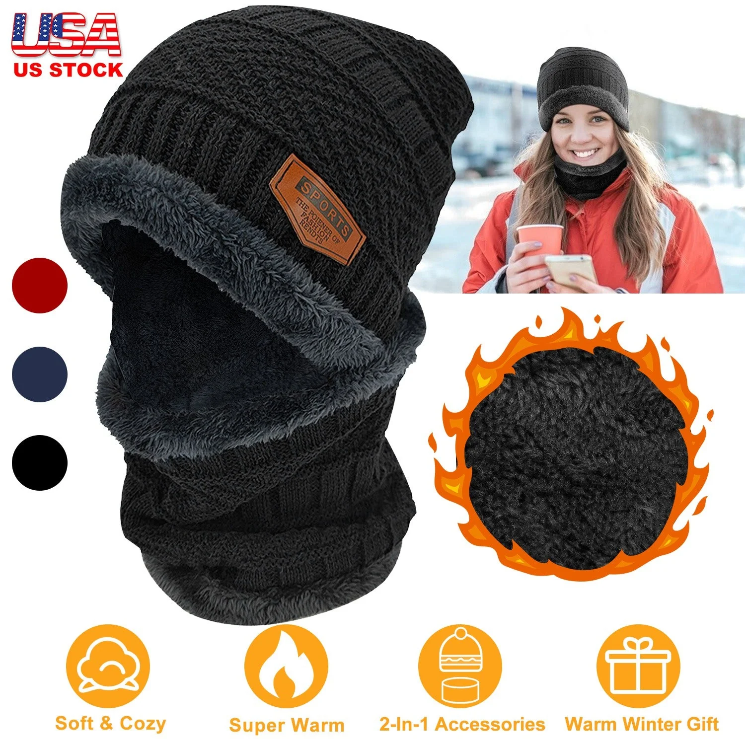 GBruno Winter Beanie Hat Scarf - Image 4