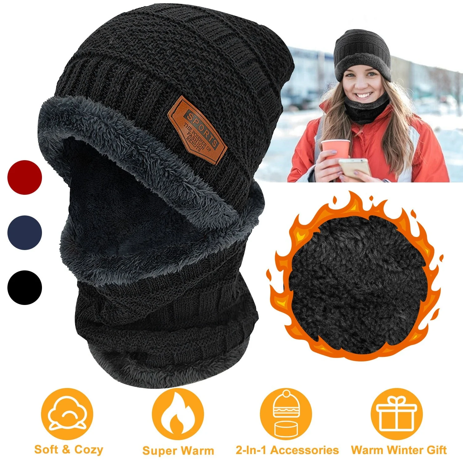GBruno Winter Beanie Hat Scarf - Image 5