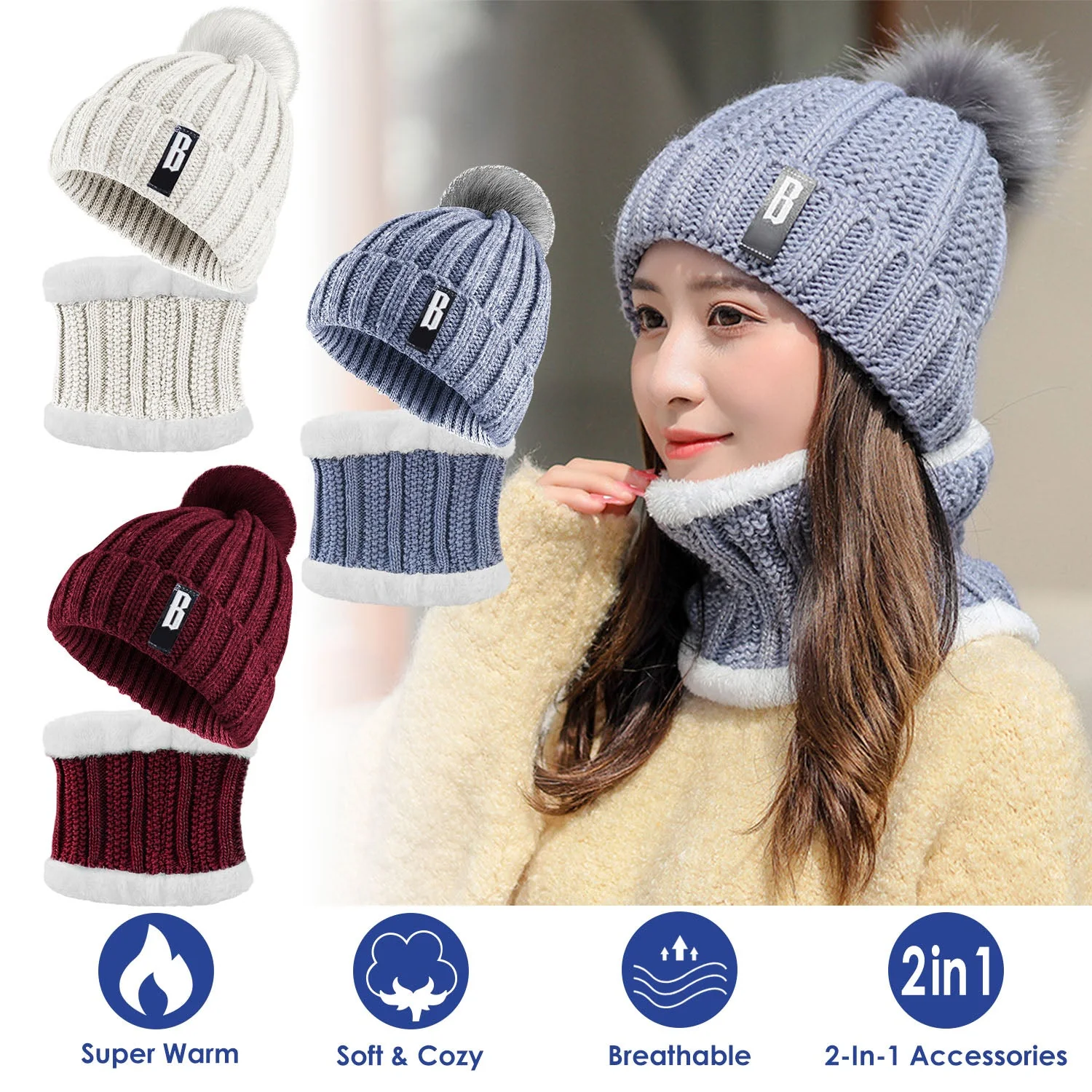 GBruno Winter Beanie Hat Scarf - Image 5