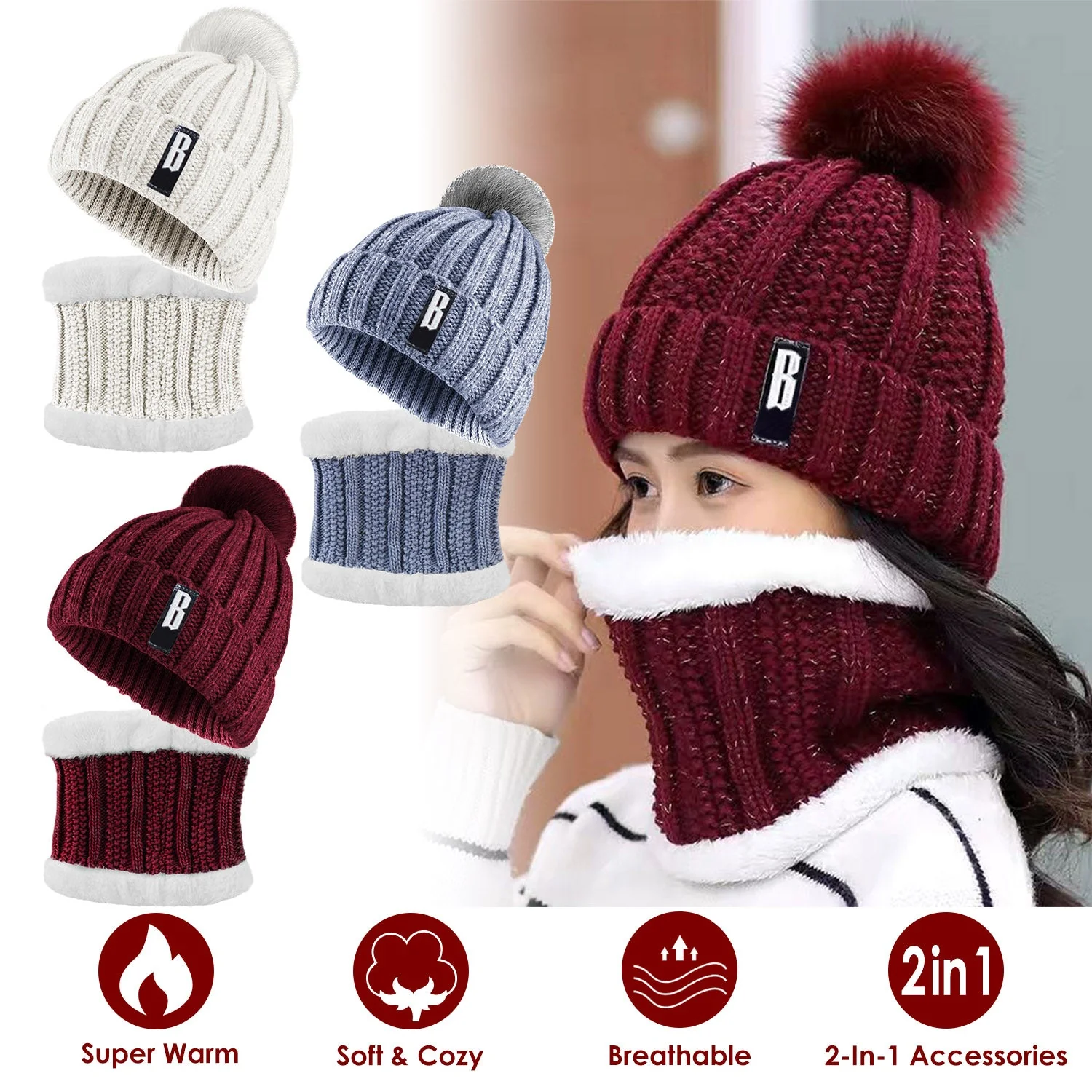 GBruno Winter Beanie Hat Scarf - Image 6