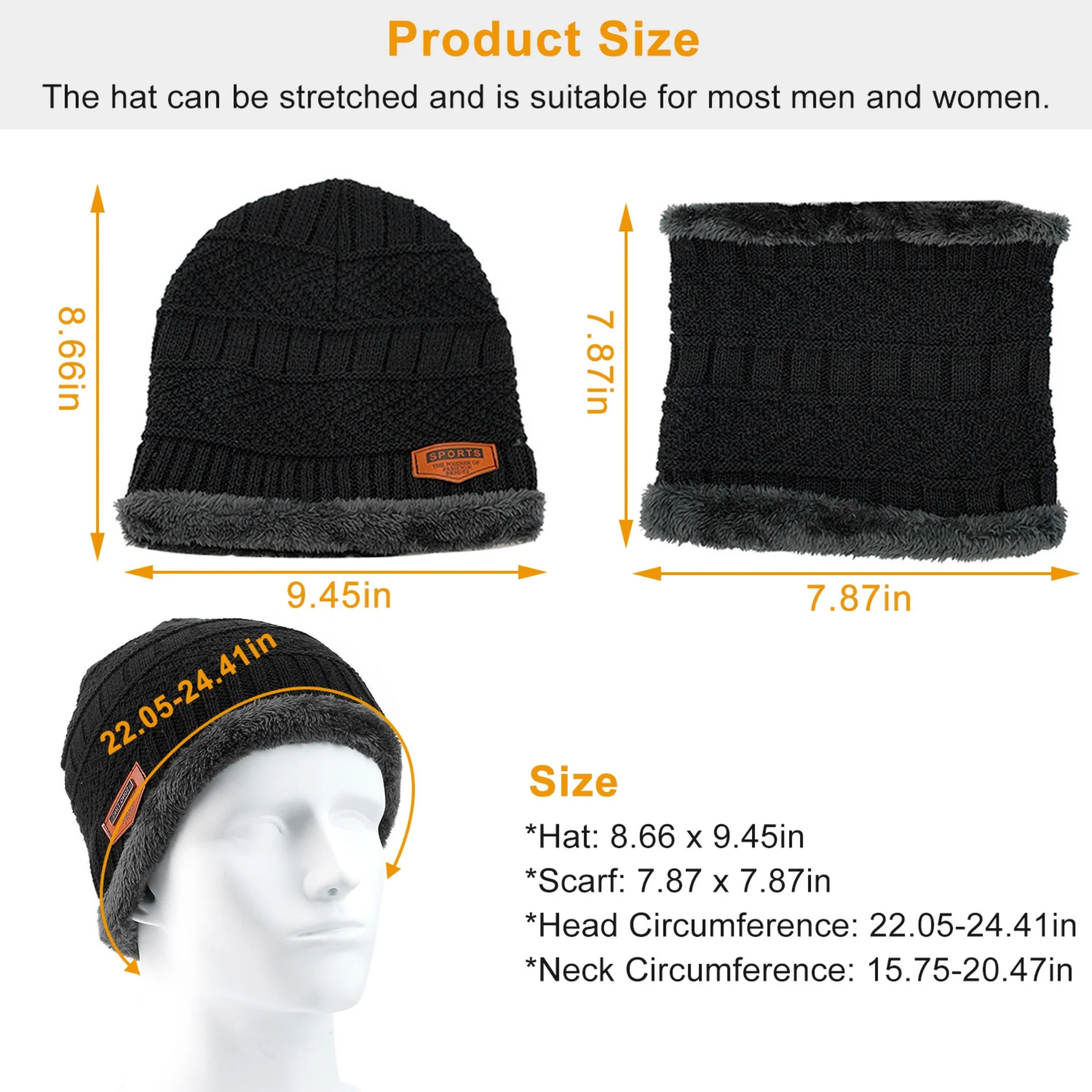 GBruno Winter Beanie Hat Scarf Set Unisex - Image 4