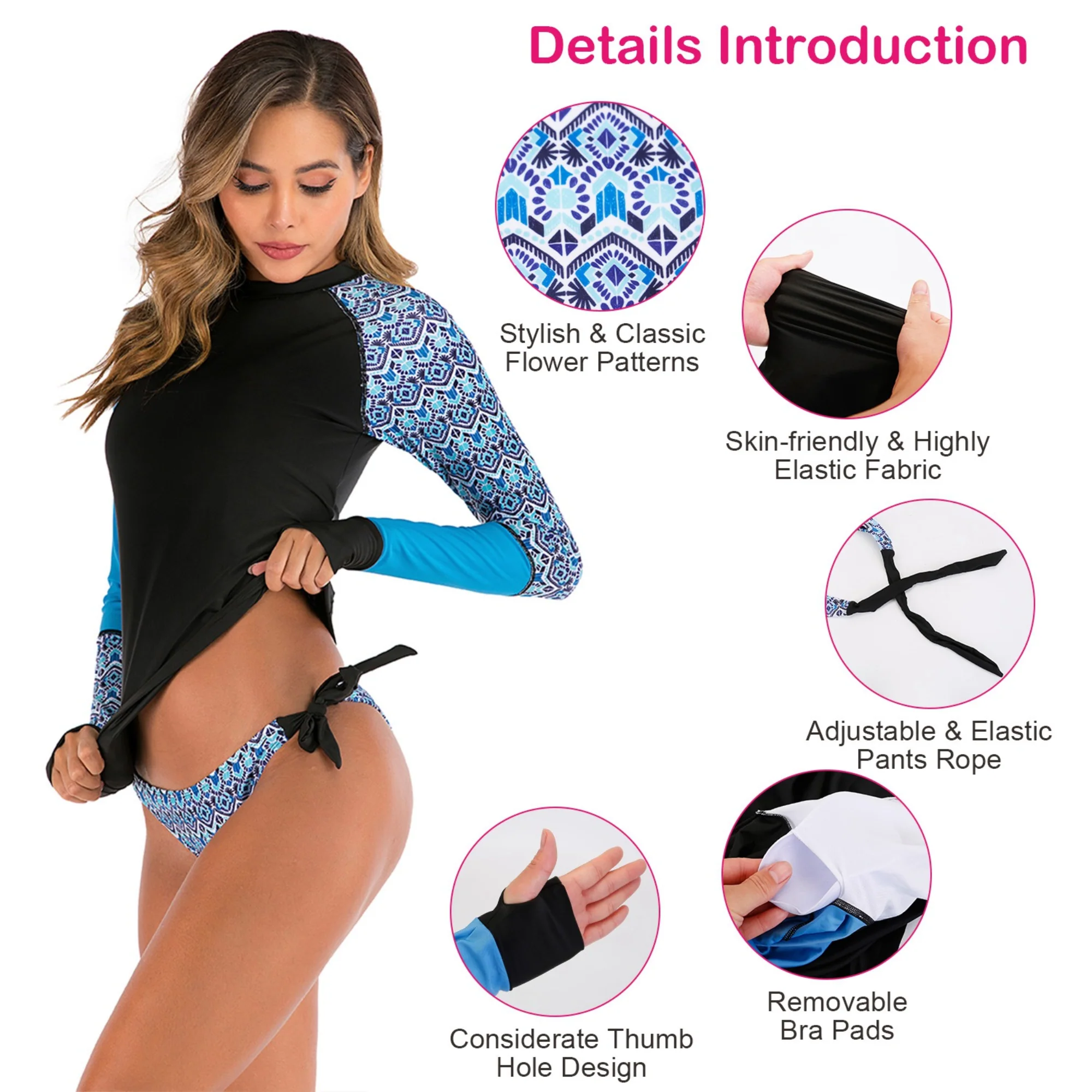 GBruno Women 2 Piece Long Sleeve Swimsuit - Image 4