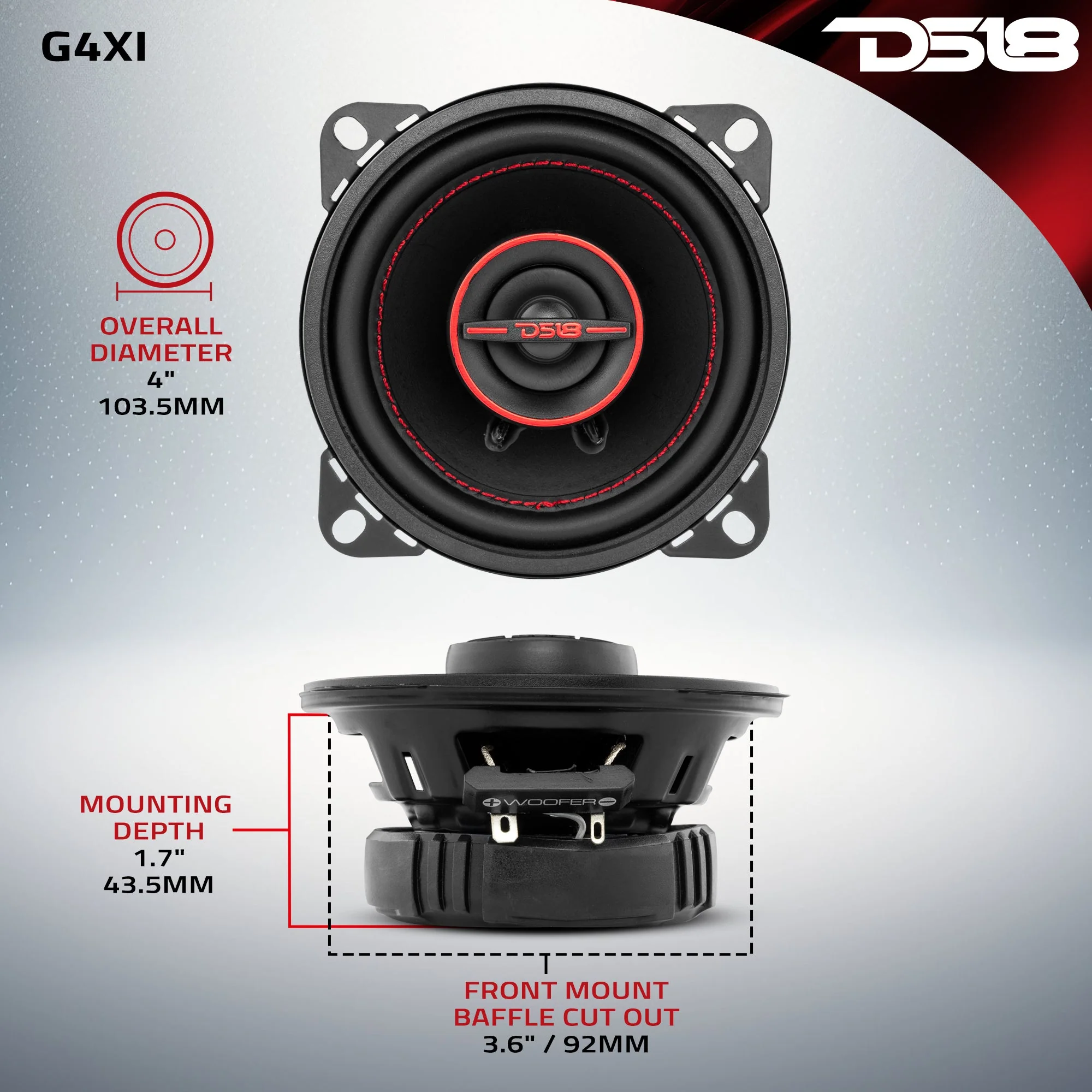 GEN-X 4" 2-Way Coaxial Speakers 40 Watts Rms 4-Ohm - Image 8