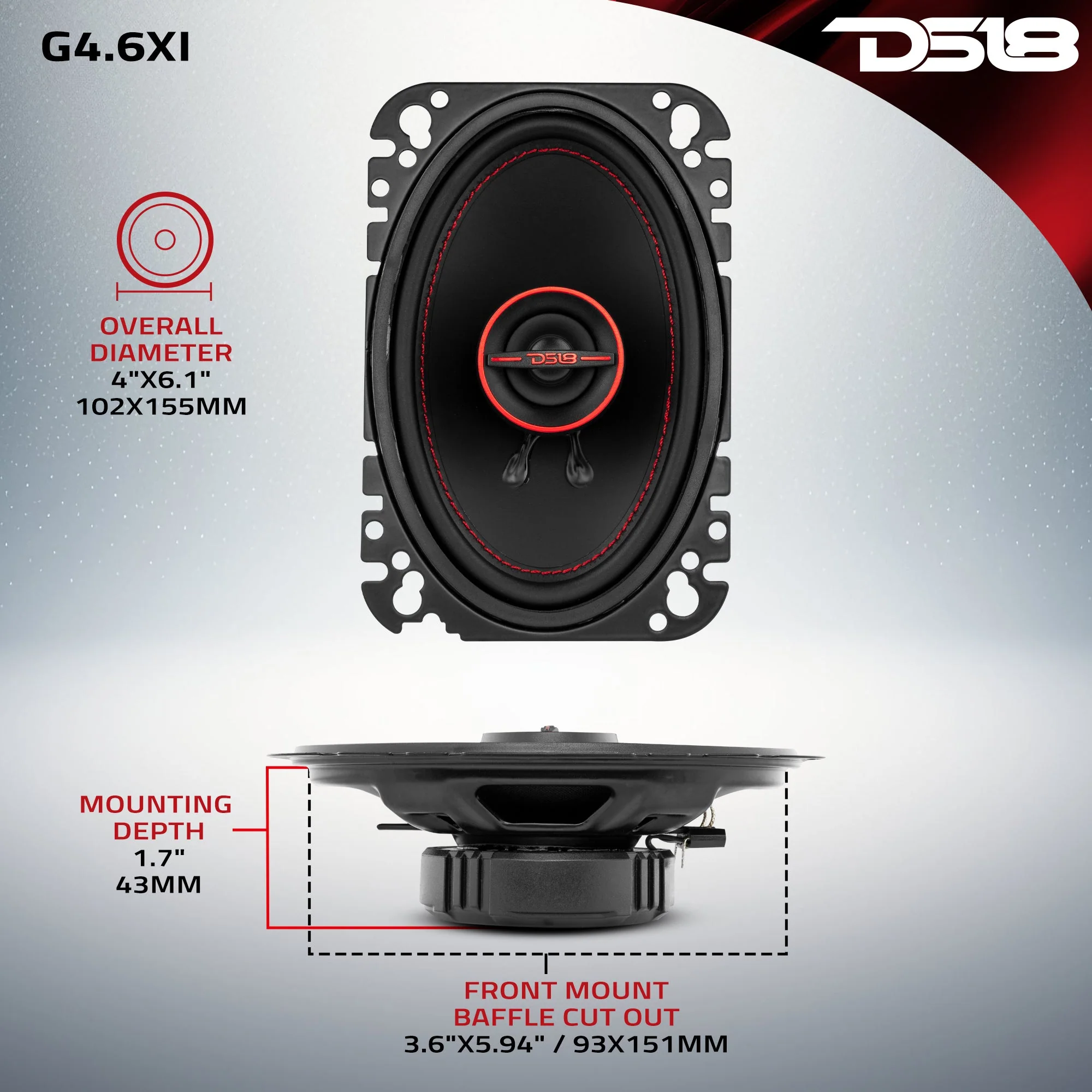 GEN-X 4x6 2-Way Coaxial Speakers 45 Watts Rms 4-Ohm - Image 7