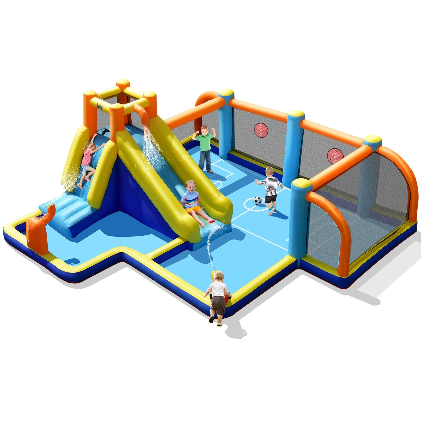 Giant Soccer Themed Inflatable Water Slide Bouncer with Splash Pool without Blower - Image 2