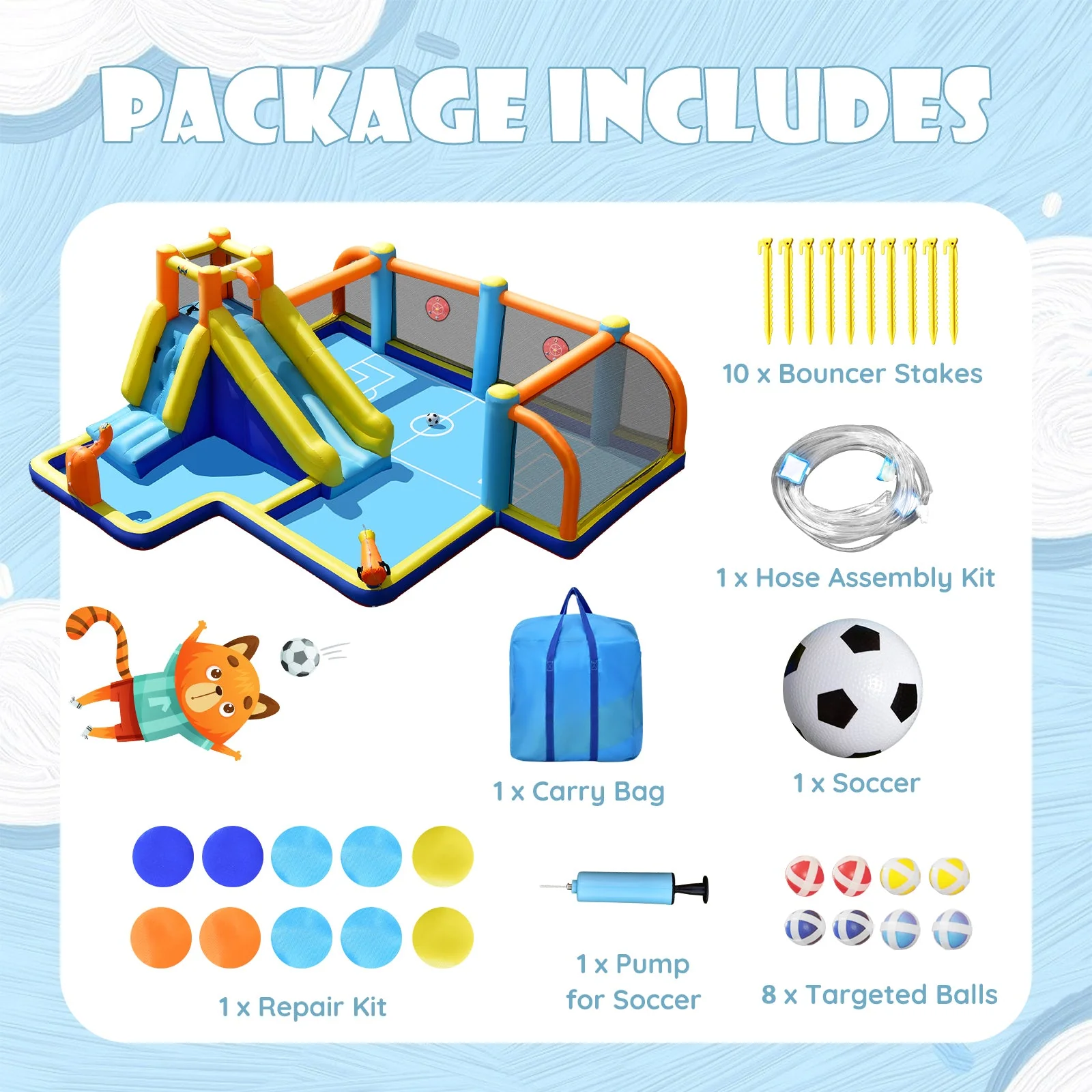 Giant Soccer Themed Inflatable Water Slide Bouncer with Splash Pool without Blower - Image 4