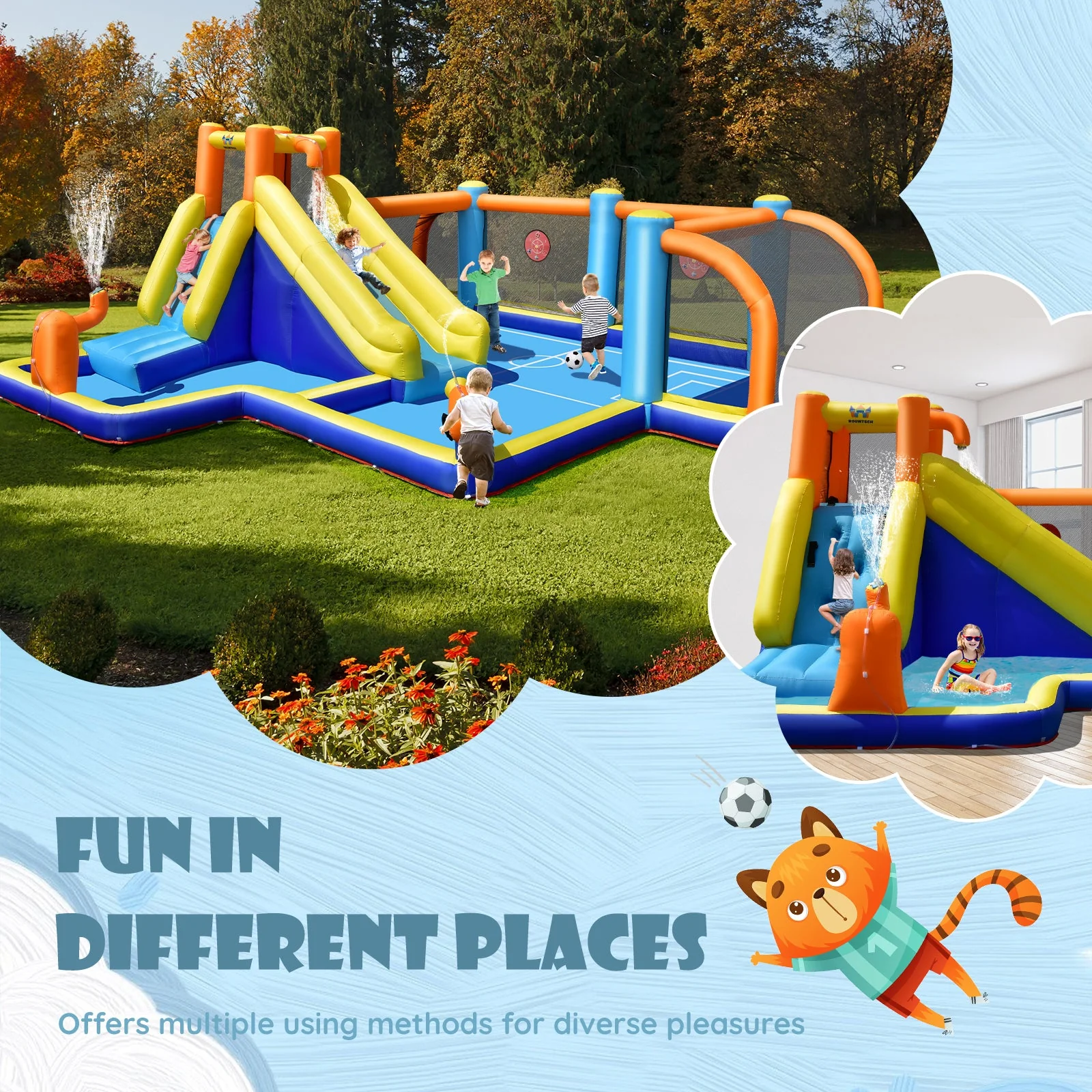 Giant Soccer Themed Inflatable Water Slide Bouncer with Splash Pool without Blower - Image 5